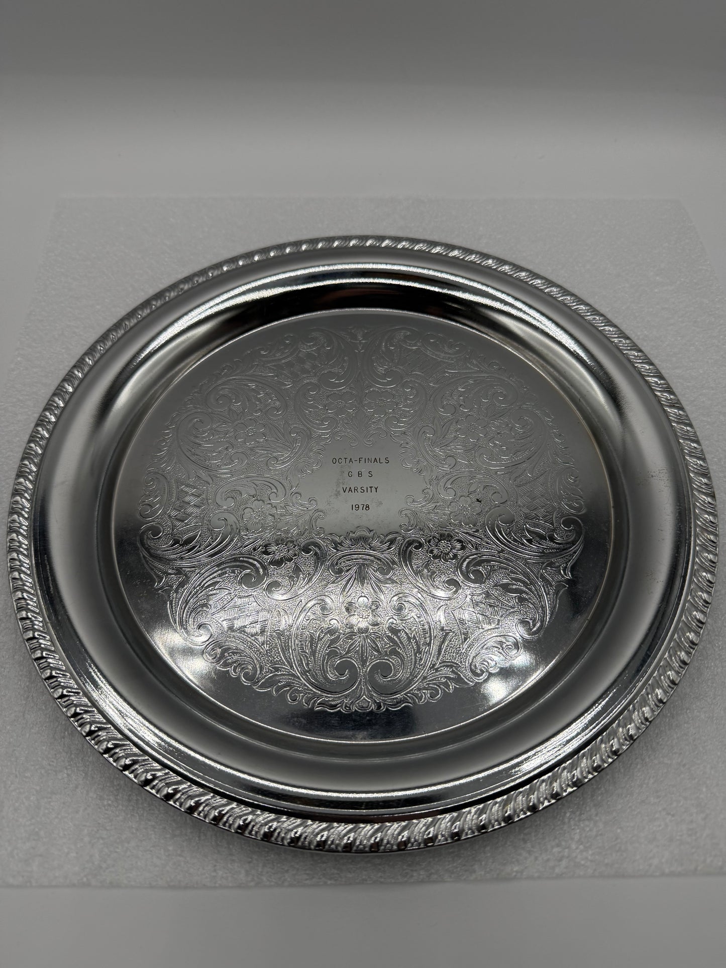 Vintage Sheridan Silver Plate Engraved Serving Tray