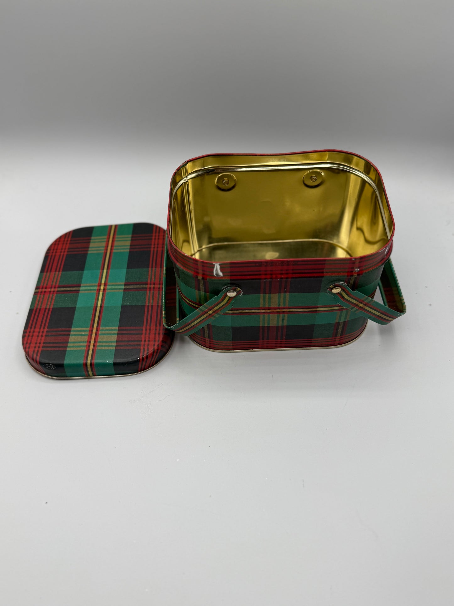 Plaid Storage Tin