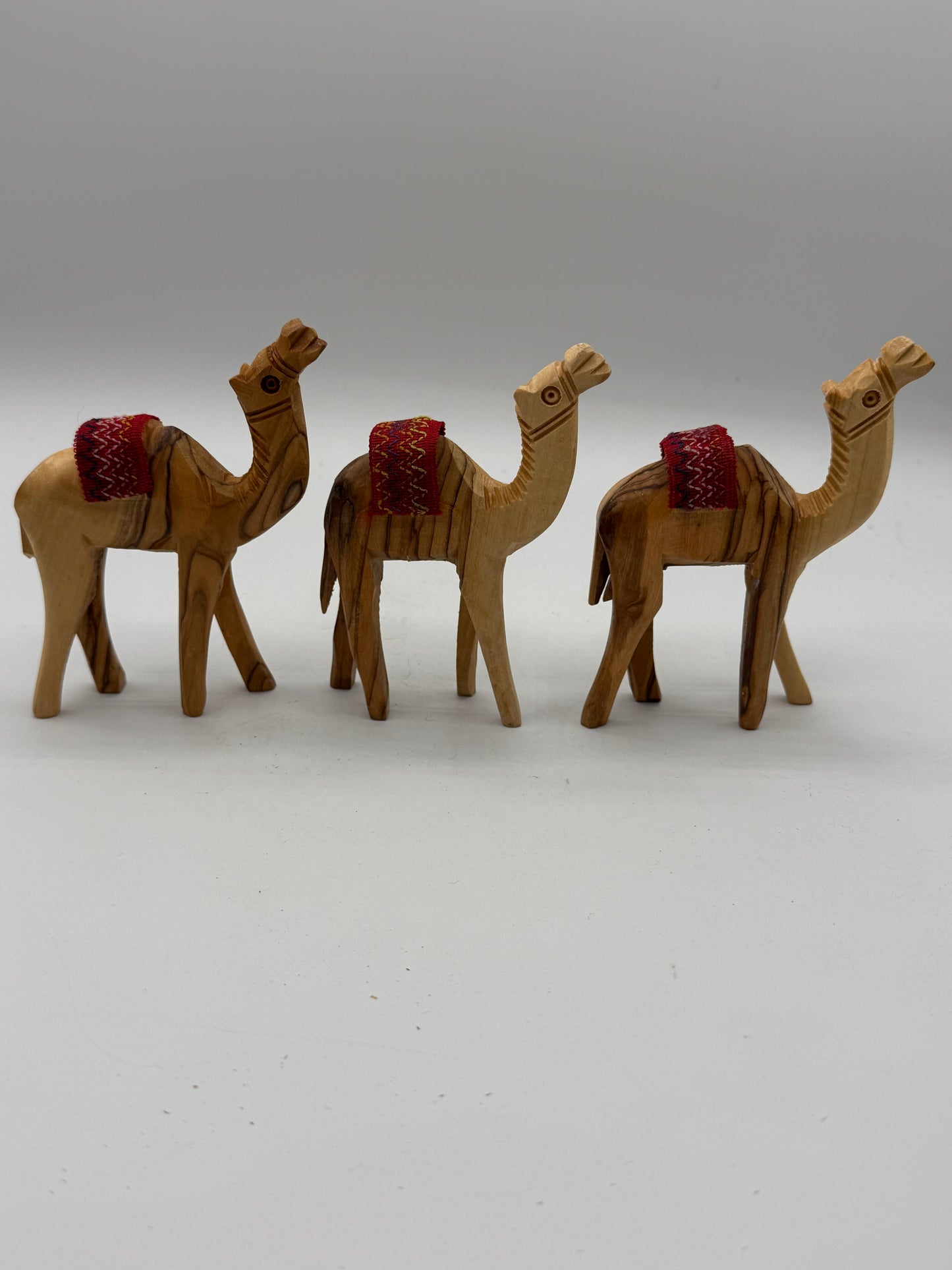 Set of 3 Wood Camels