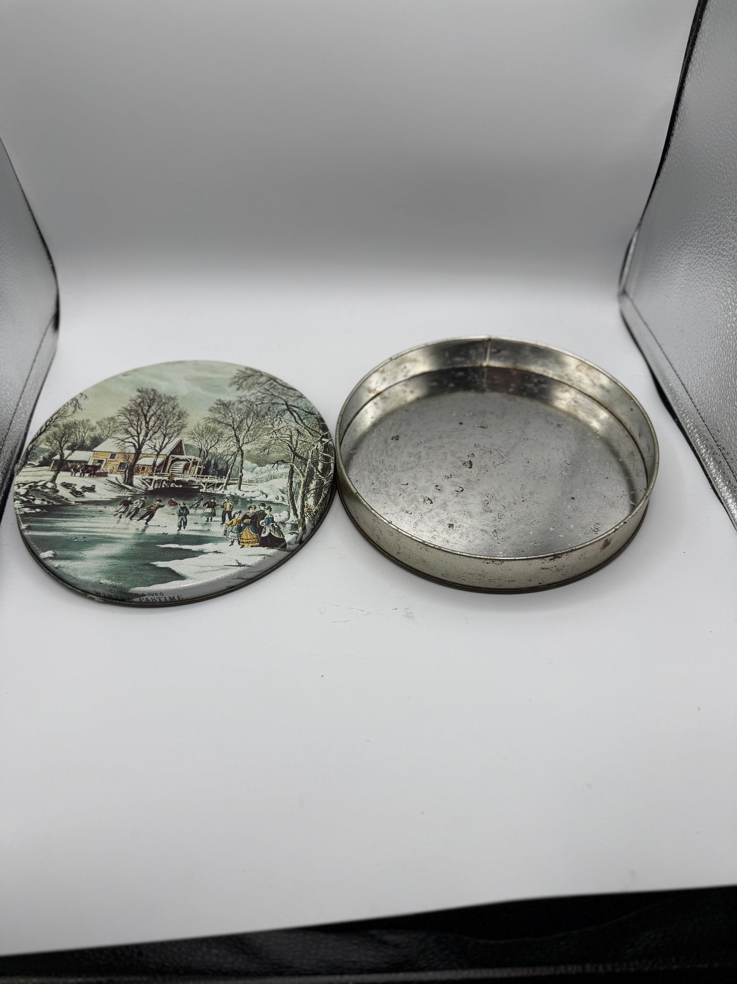 Vintage Currier & Ives “Winter Pastime” Cookie Tin