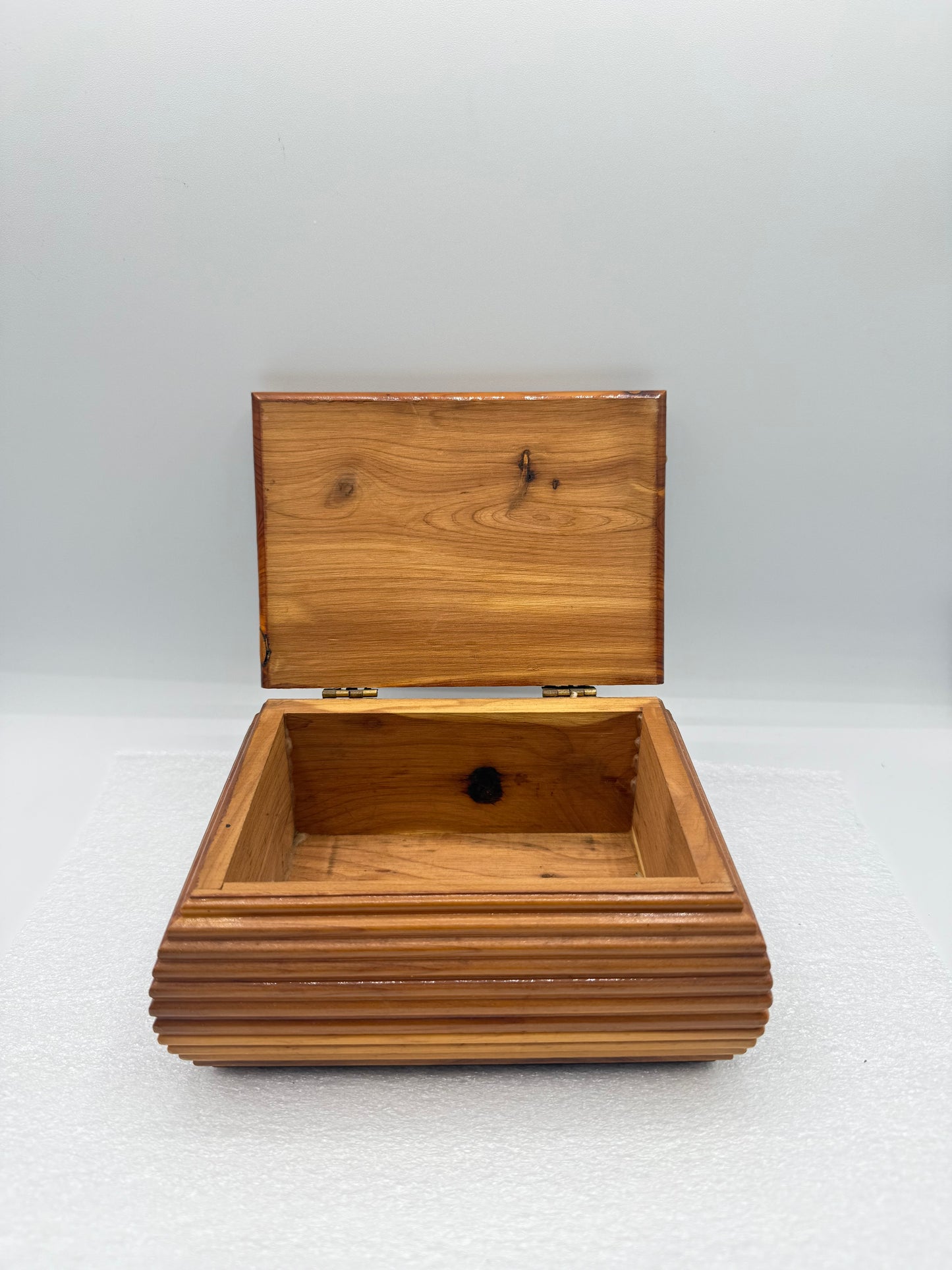 Vintage Curved Cedar Wood Jewelry Box