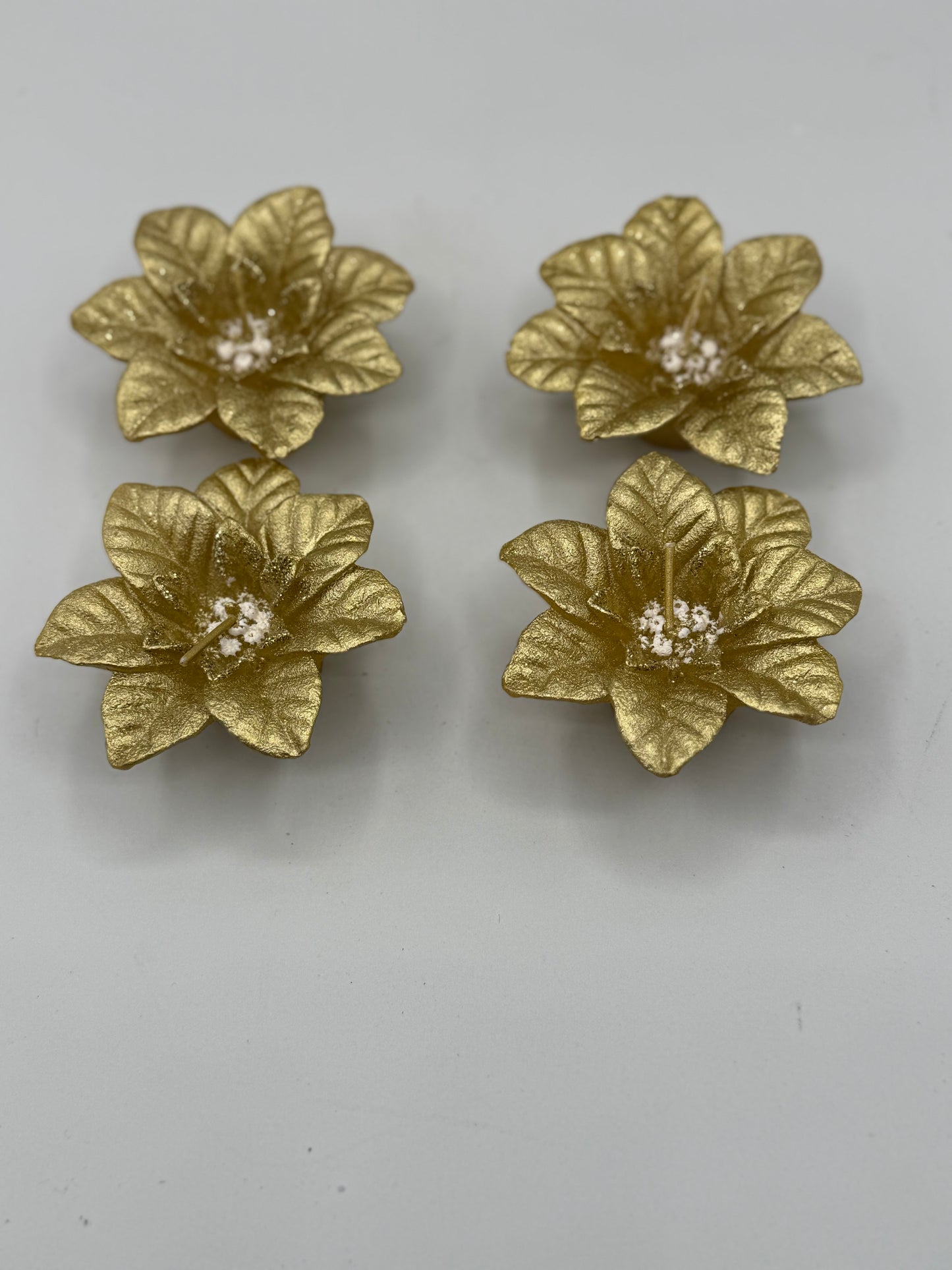 Gold Poinsettia Candles (set of 4)