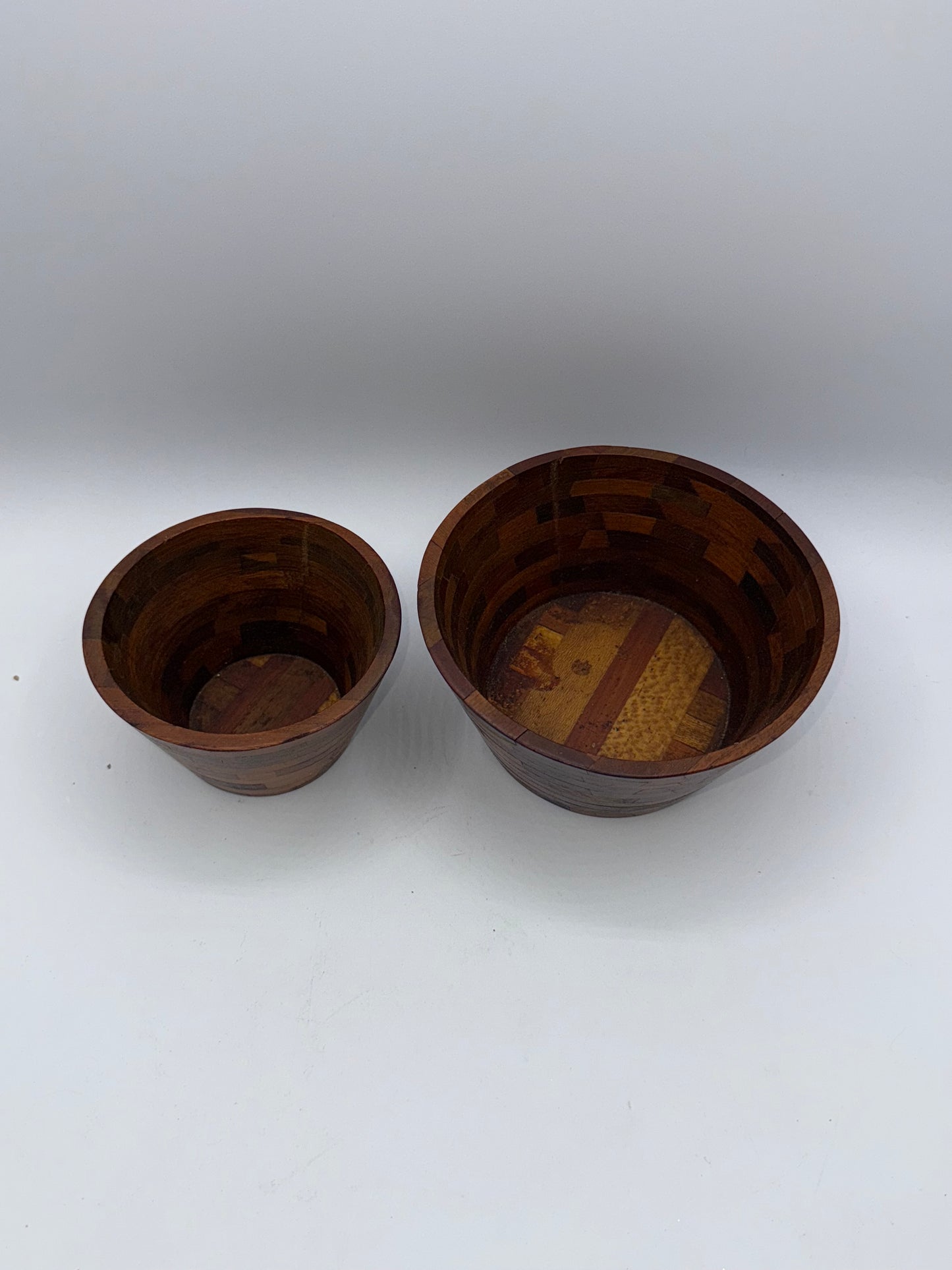 Set of 2 Segmented Handcrafted Padauk Wood bowls