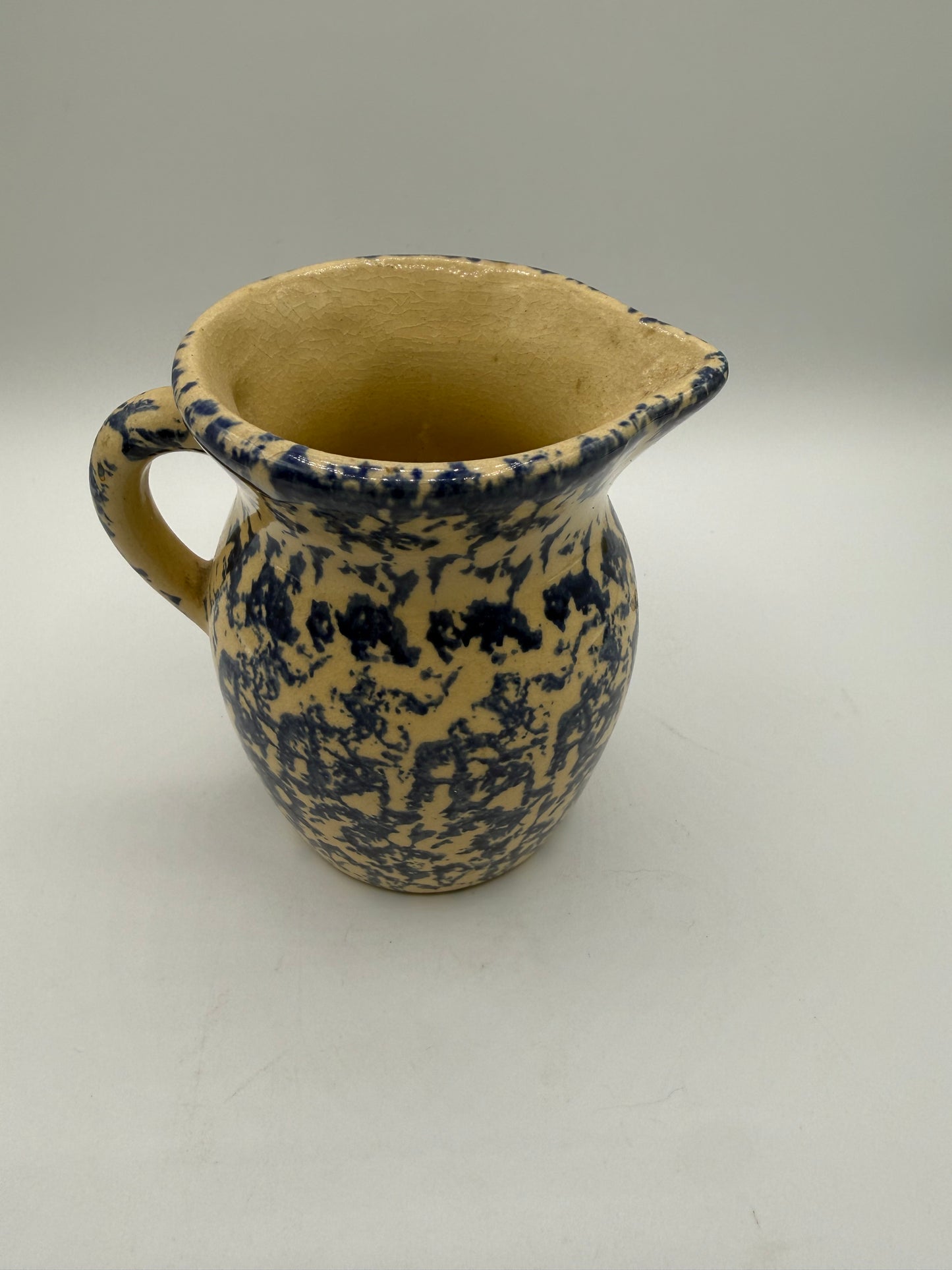 Robinson Ramsbottom Pottery Blue Sponge Ware Small Pitcher