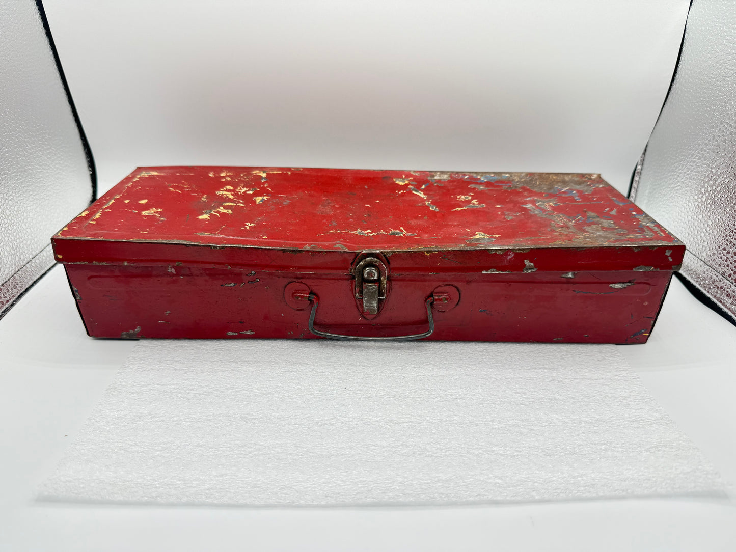 Vintage Red Metal Tool Box