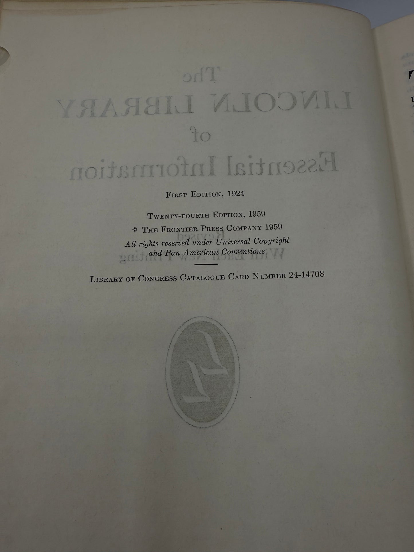 1959 Edition of the Lincoln Library of Essential Information