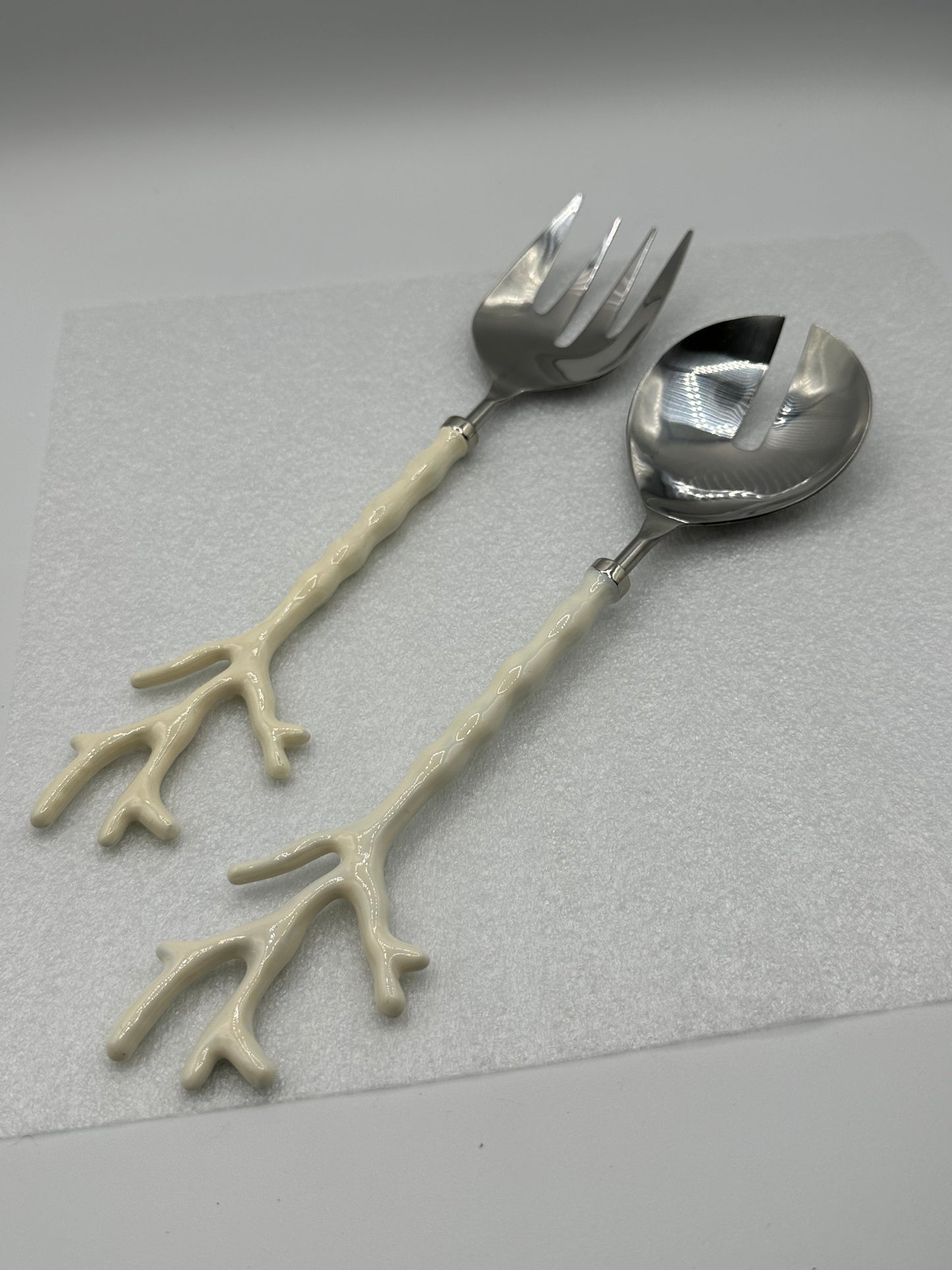 Coral Design Serving Spoon and Fork