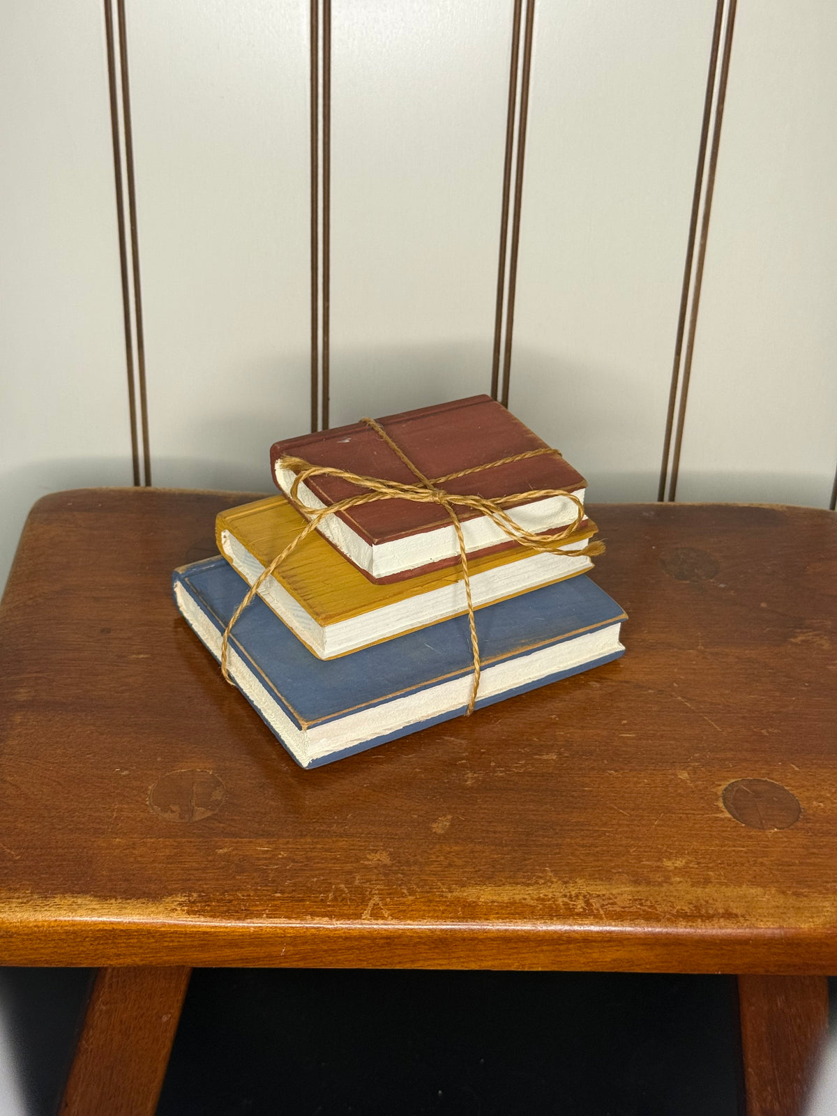 Set of Three Decorative Wood Books
