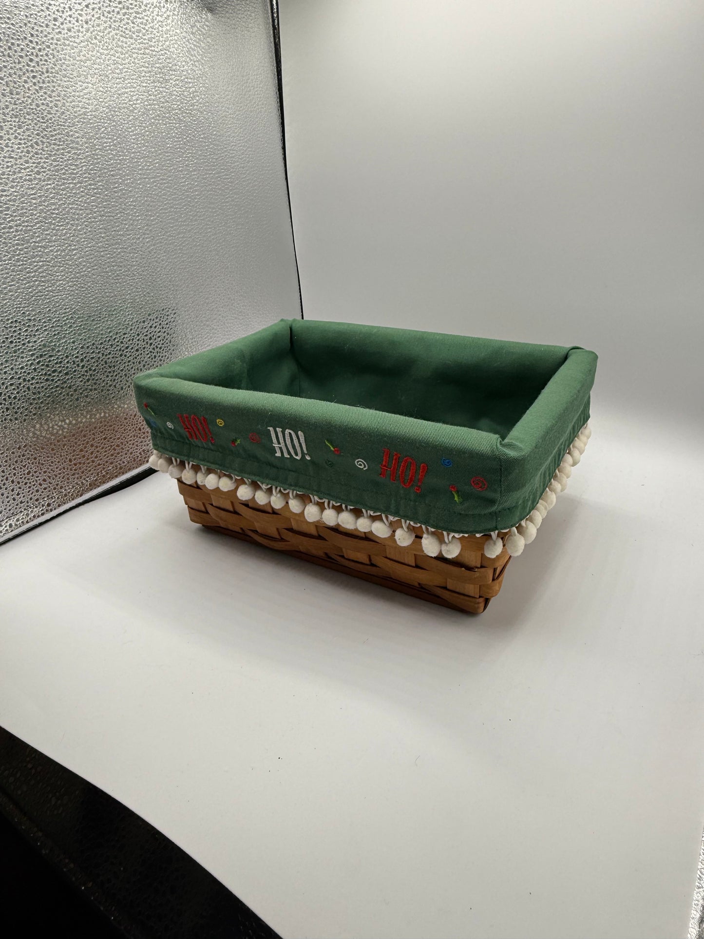 Christmas Basket with Pom Pom Trim