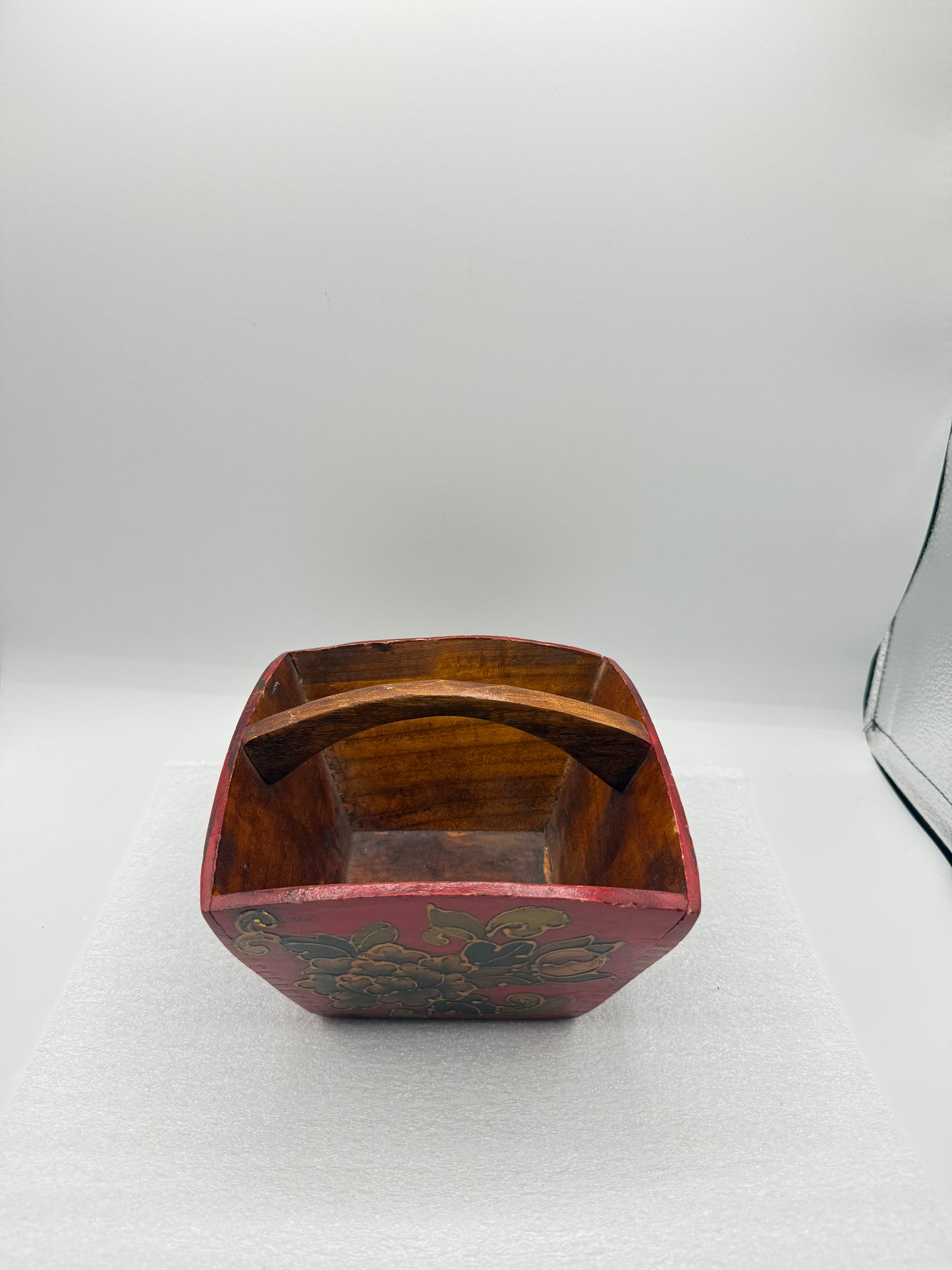 19th Century Chinese Red Lacquer Wedding Basket