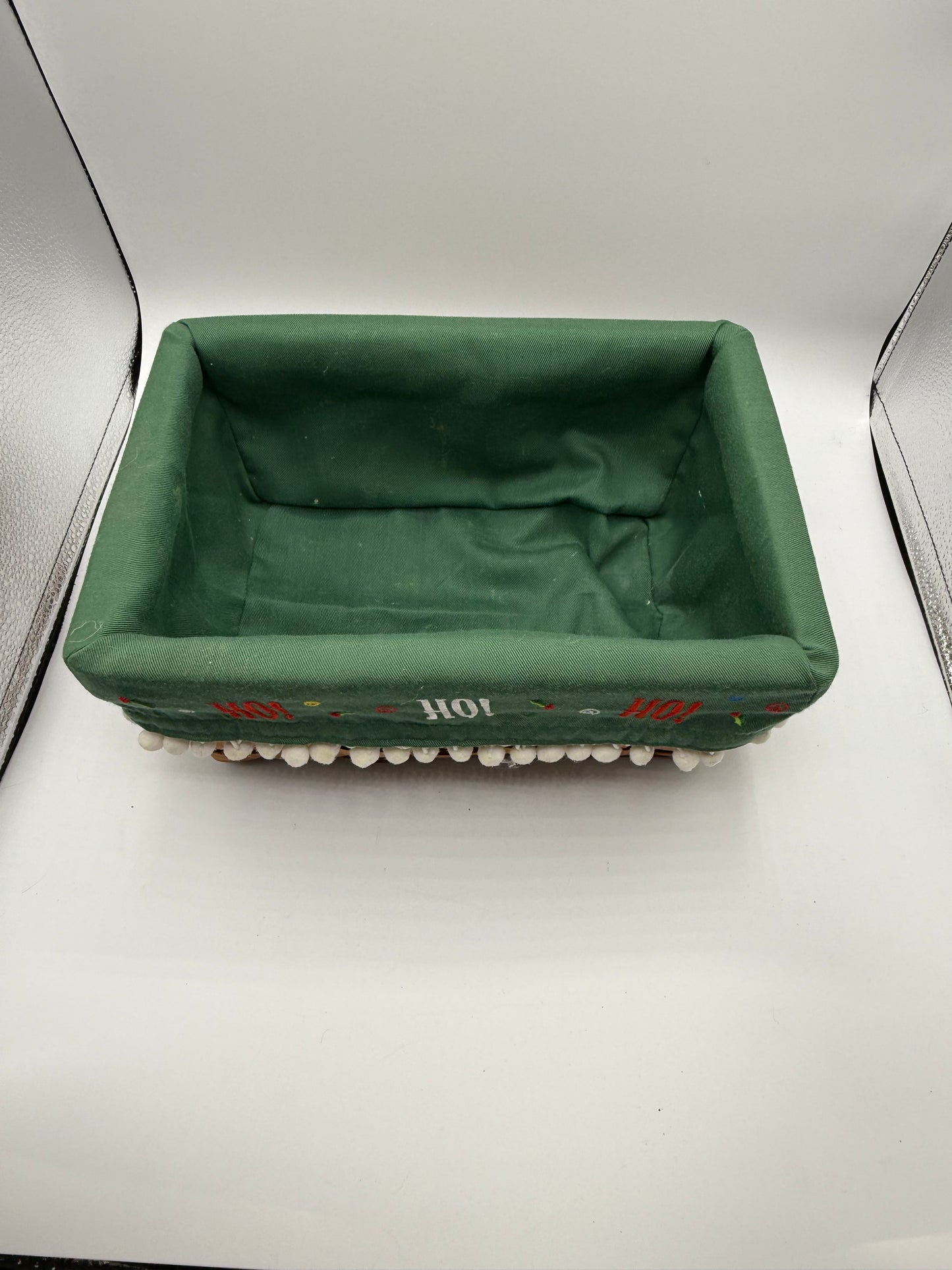 Christmas Basket with Pom Pom Trim