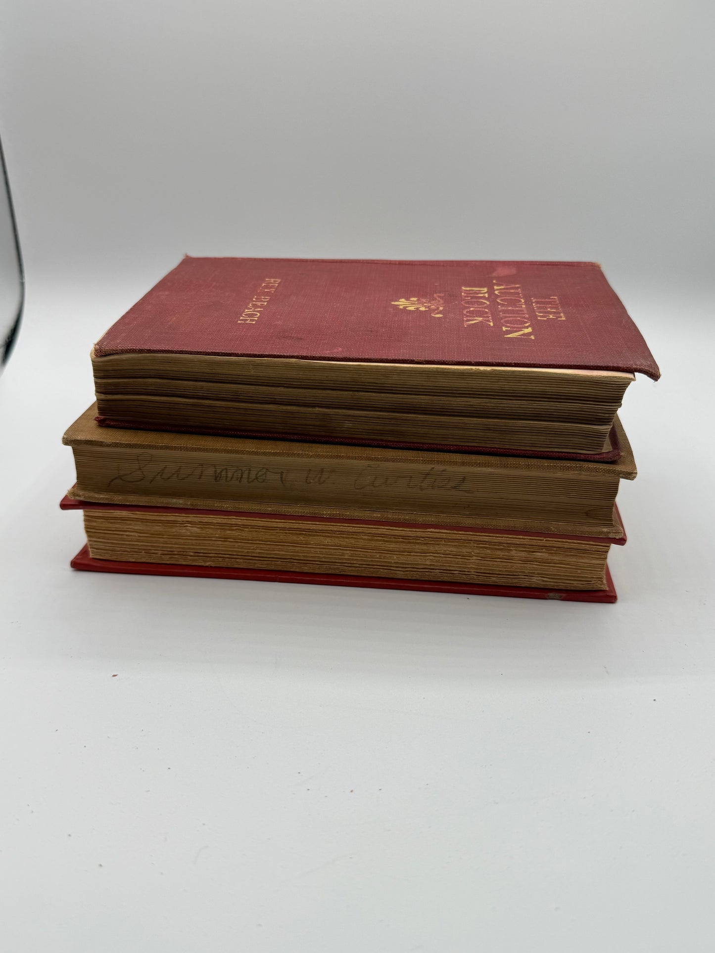 Set of 3 Vintage Burgundy books