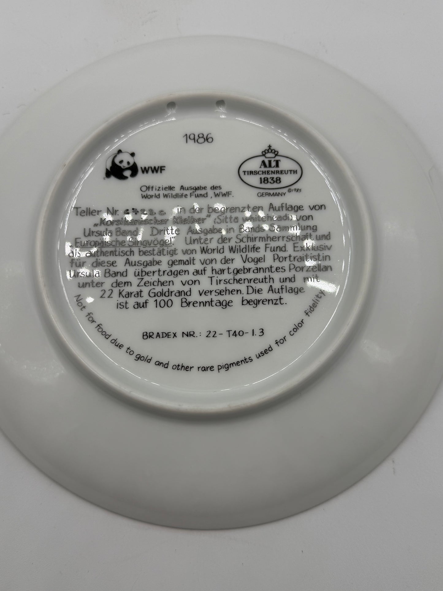 1986 World Wildlife Fund Birds Plates (set of four)