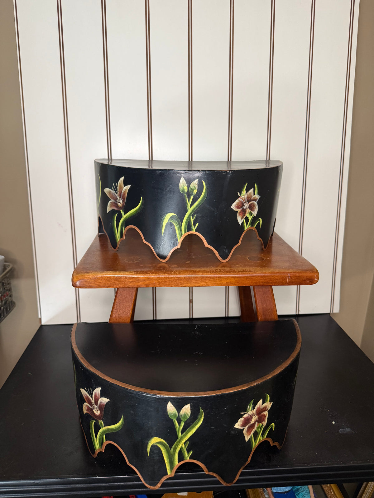 Set of Two Hand Painted Wall Shelves