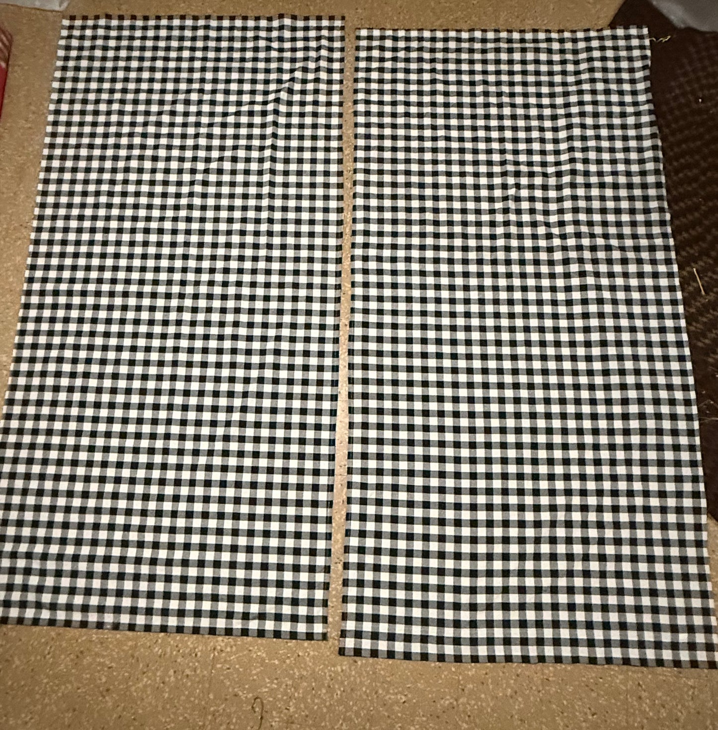 Pair of Black & White Check Curtain Panels