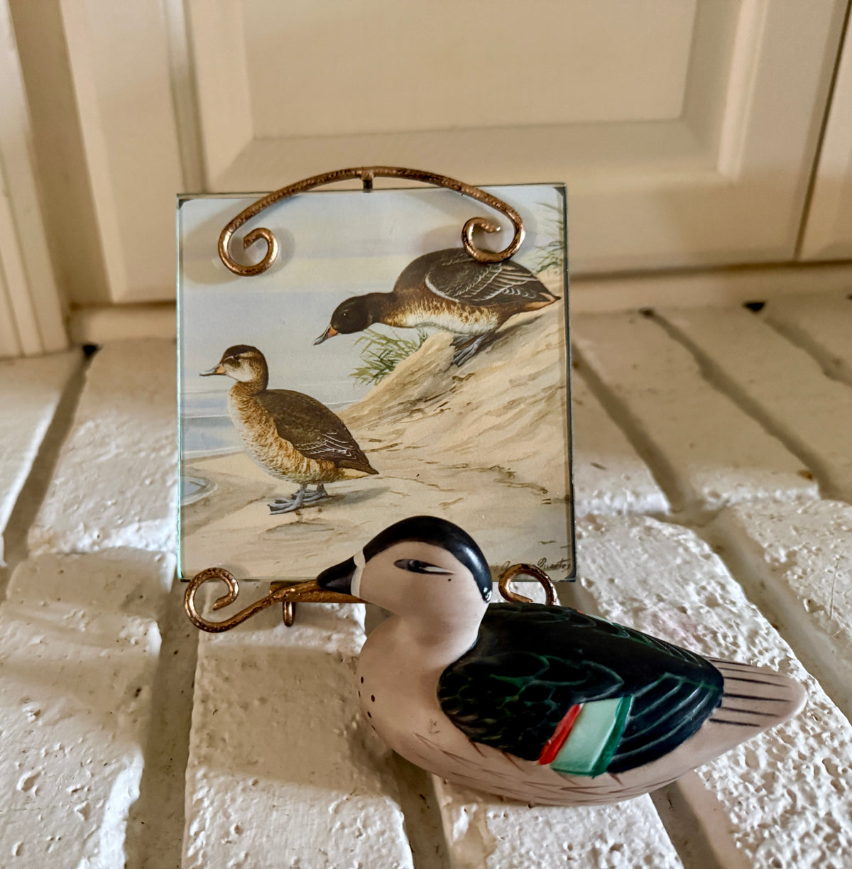 Framed Duck Print and Ceramic Duck