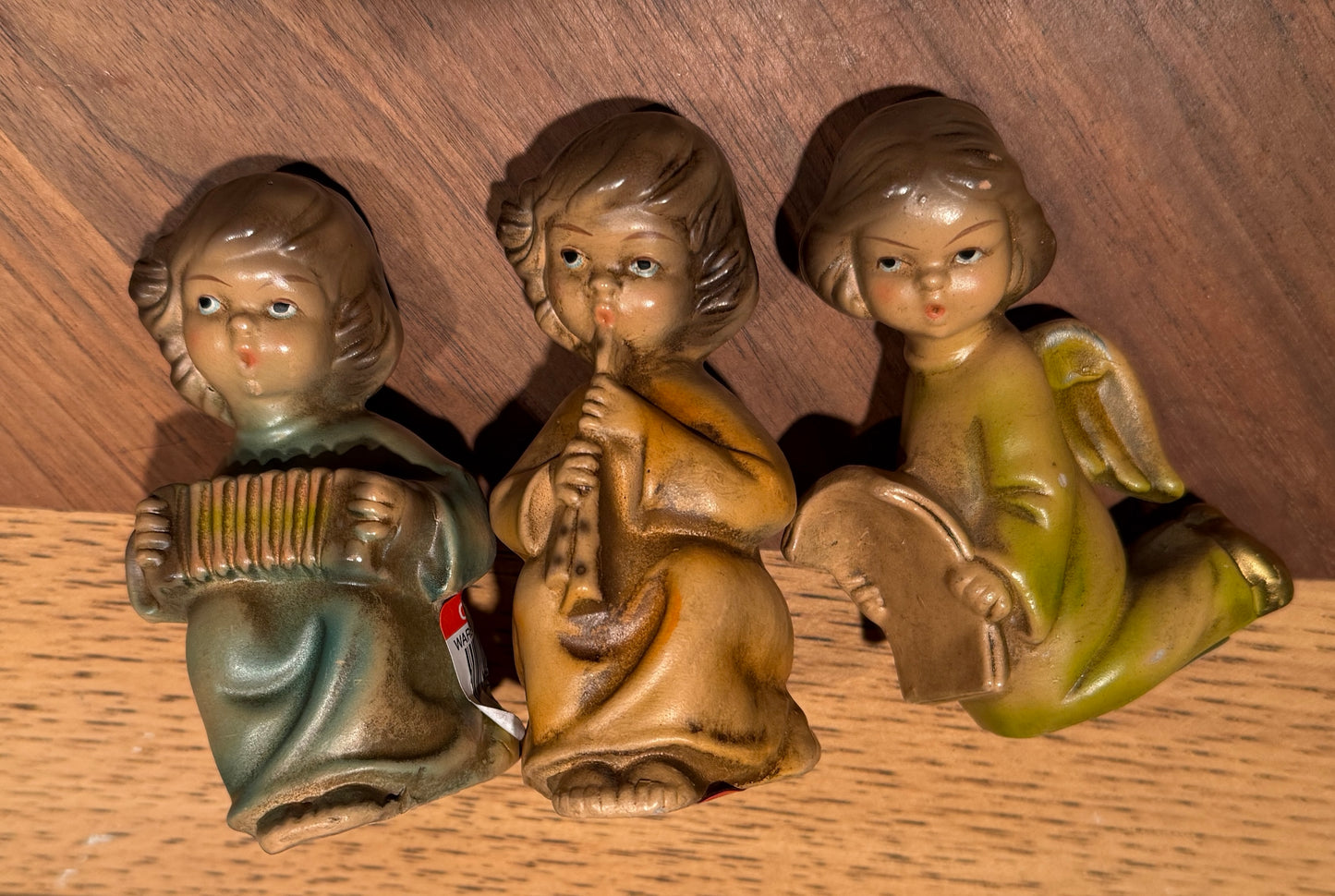 Vtg 1960's Set of 3 Christmas Angels With Musical Instruments (made in Japan)