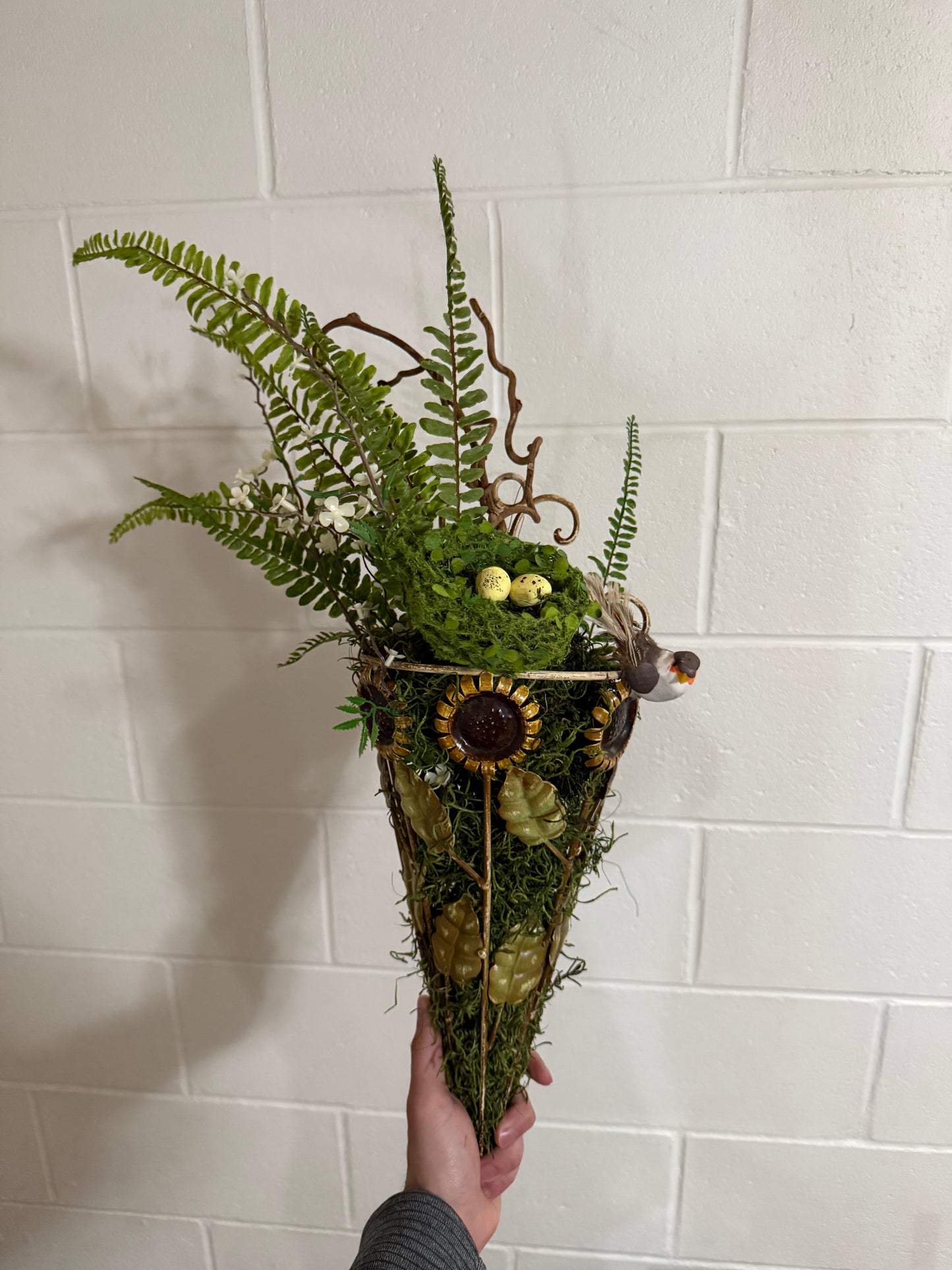 Wall Decor with Ferns and Bird’s Nest