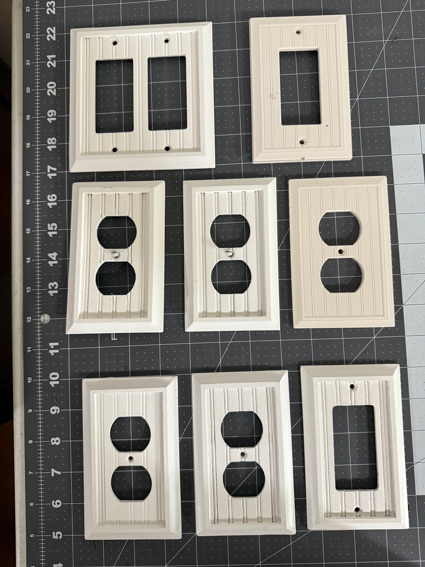 White Shiplap Style Switch Plate & Outlet Covers (set of 8)