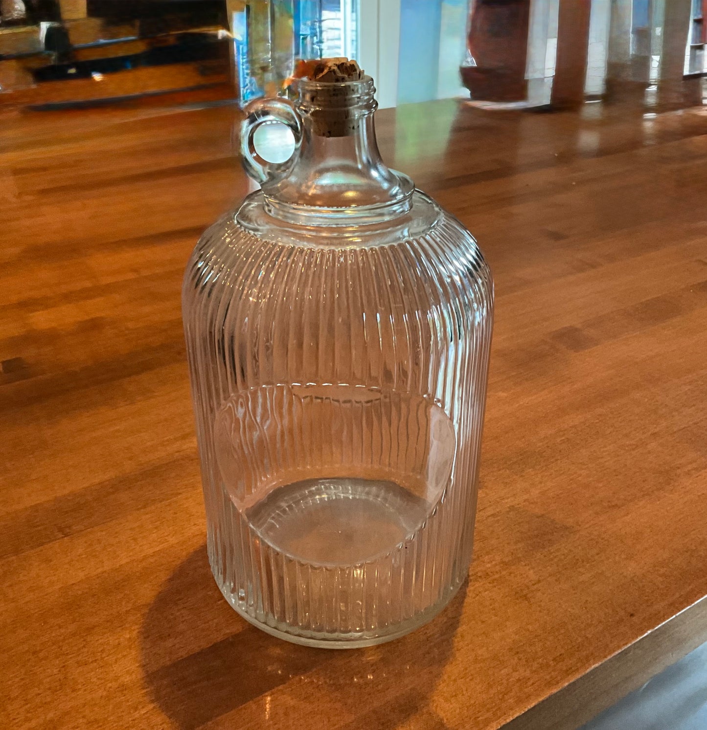 Antique Ribbon Glass Gallon “Moonshine” Jug with Cork
