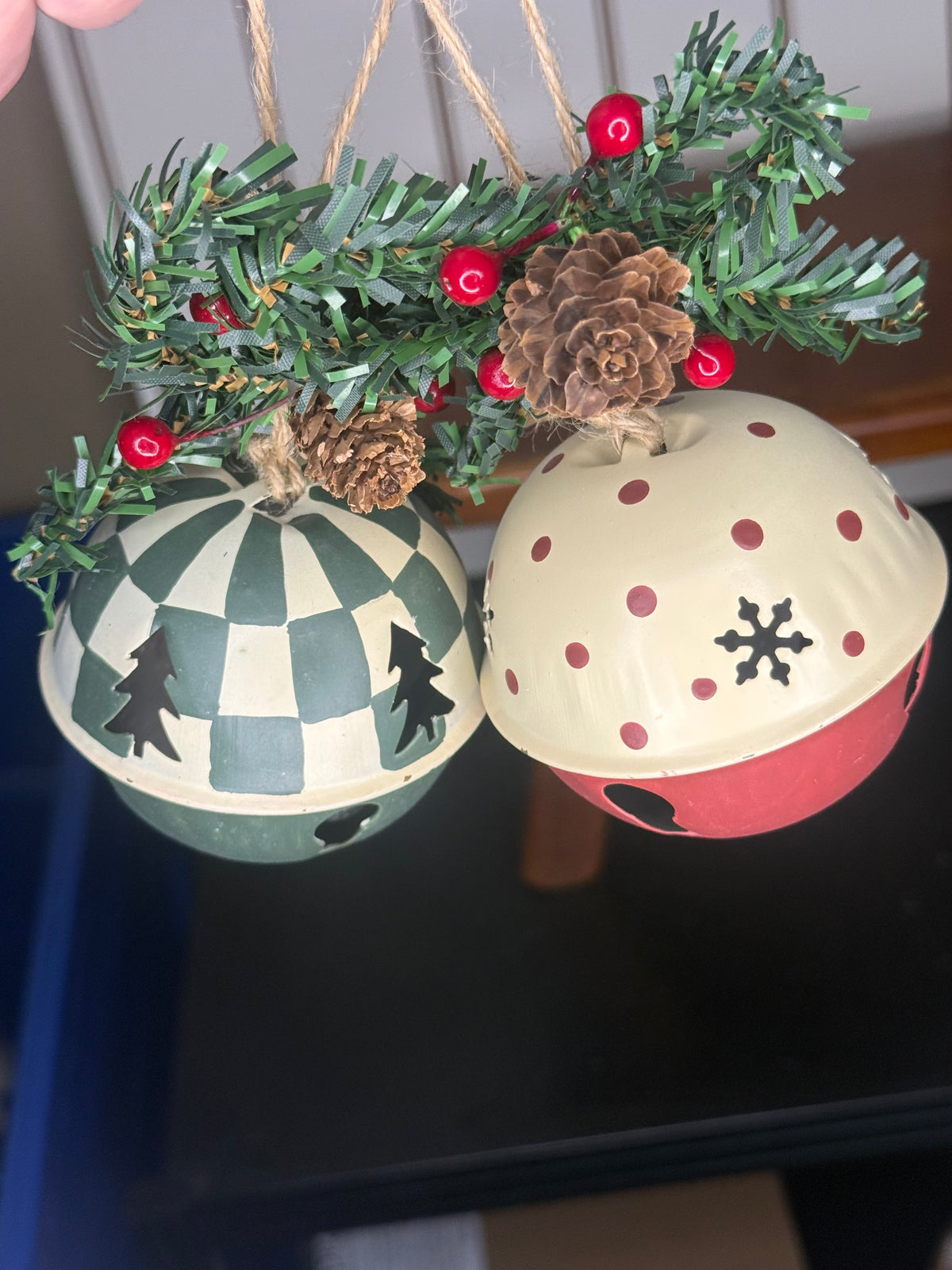 Large Painted Jingle Bell Ornaments (set of 2)