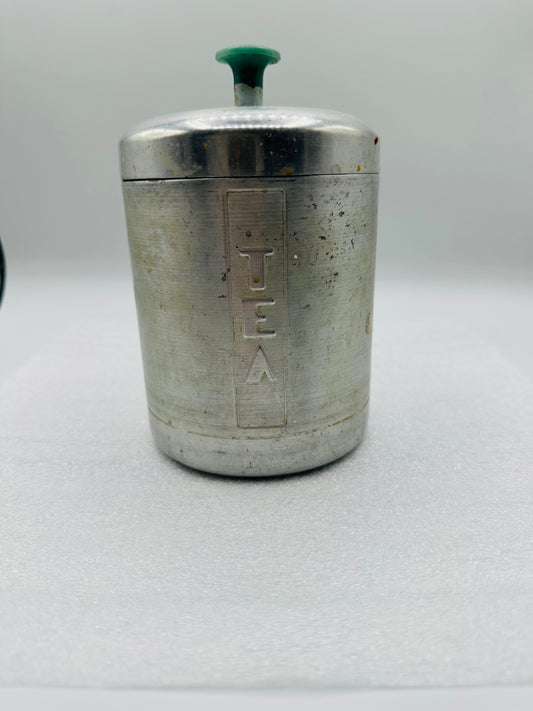 1950’s Aluminum Tea Canister with Green Knob