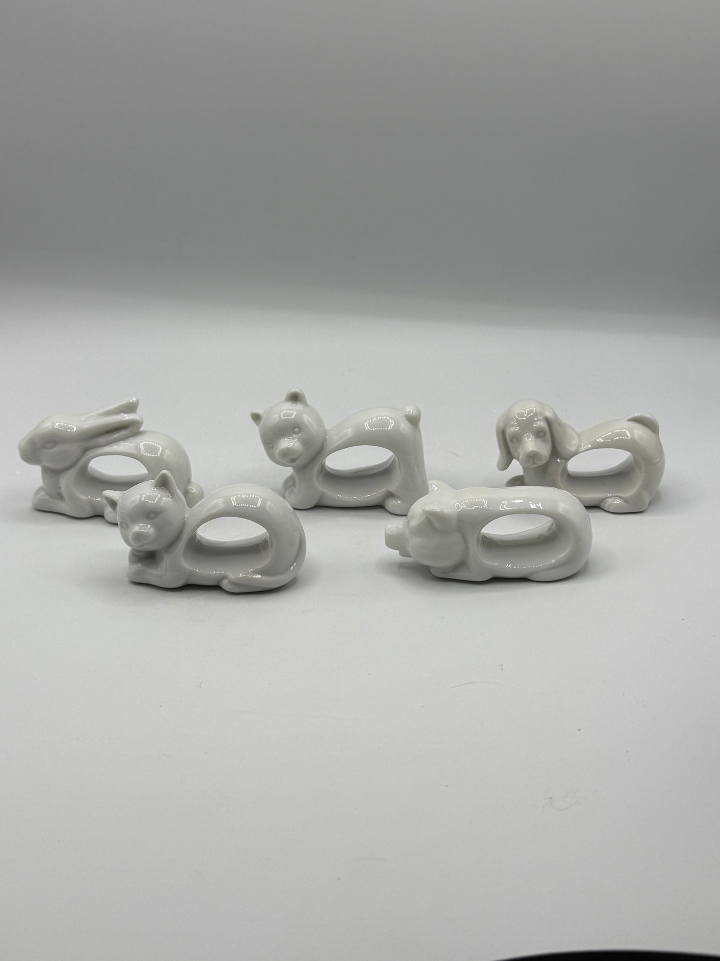 Set of 5 Farm Animal Ceramic Napkin Rings