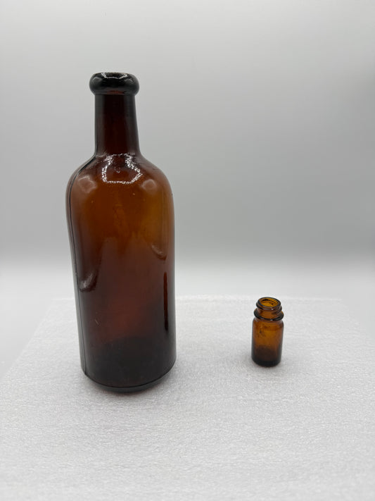 2-Piece Vintage Amber Bottles