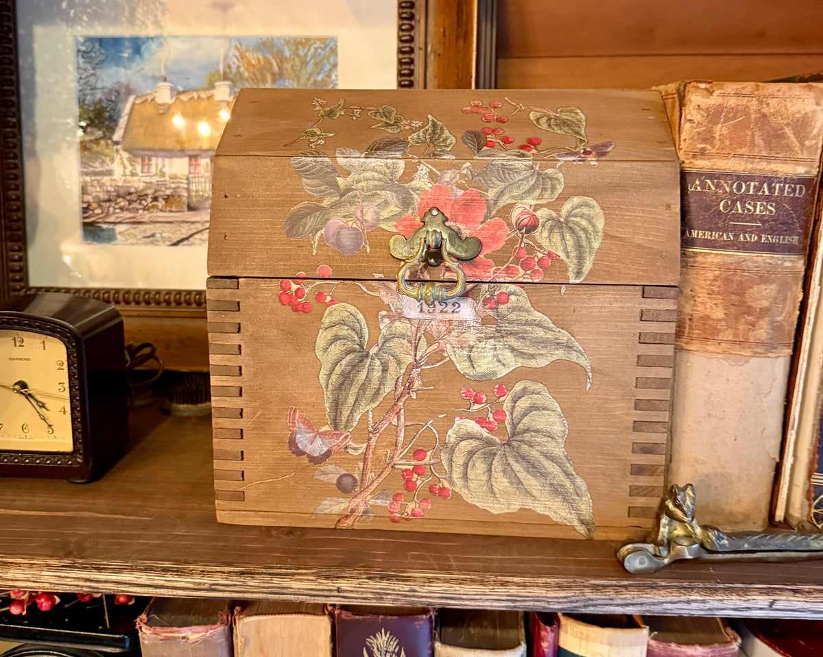 Wood Trunk with Botanical Design