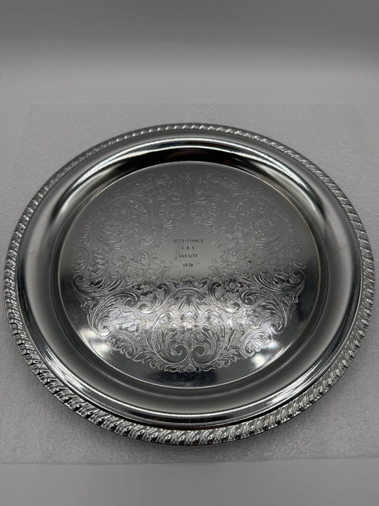 Vintage Sheridan Silver Plate Engraved Serving Tray
