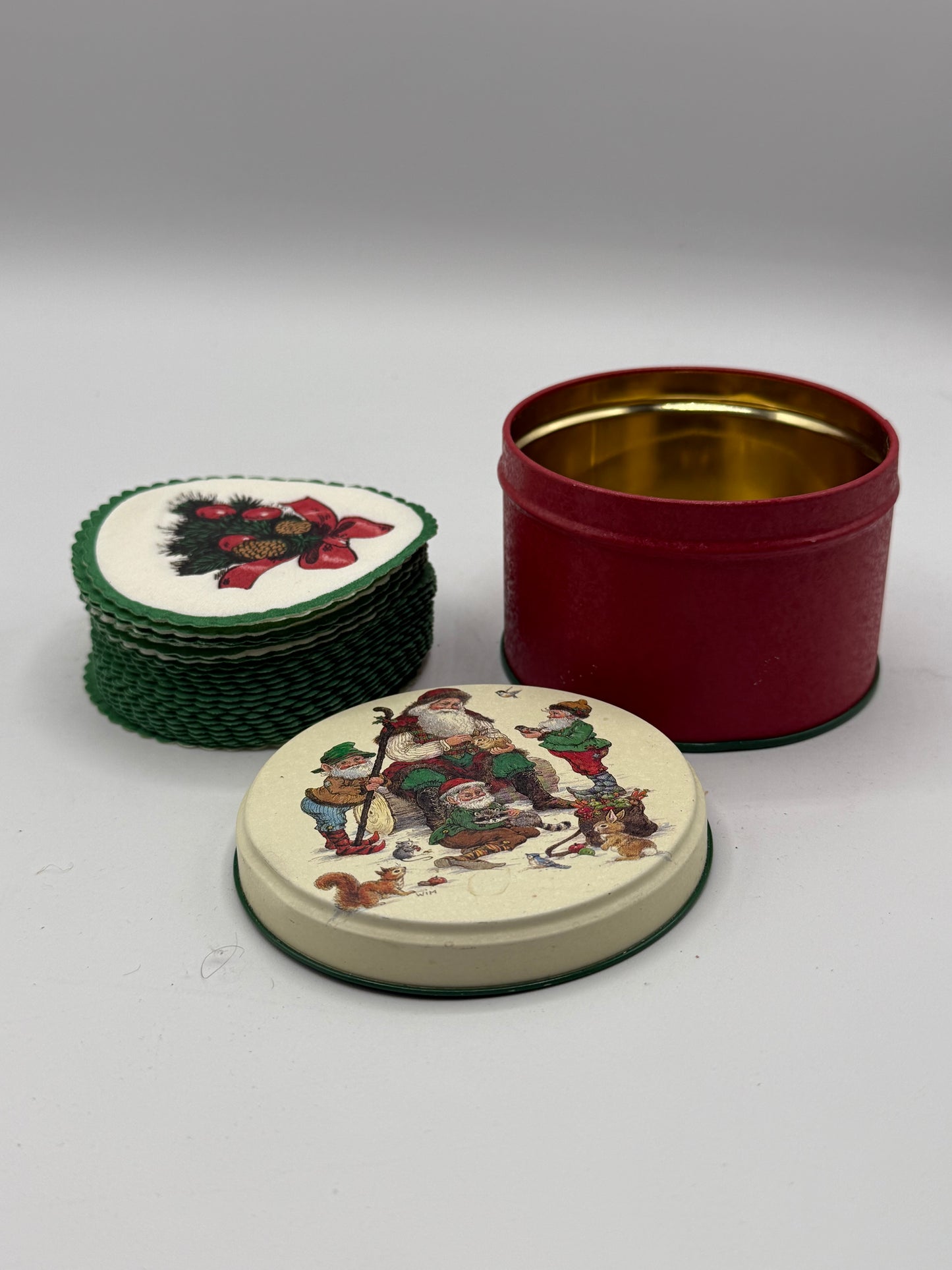 Vintage Santa Tin with Paper Coasters