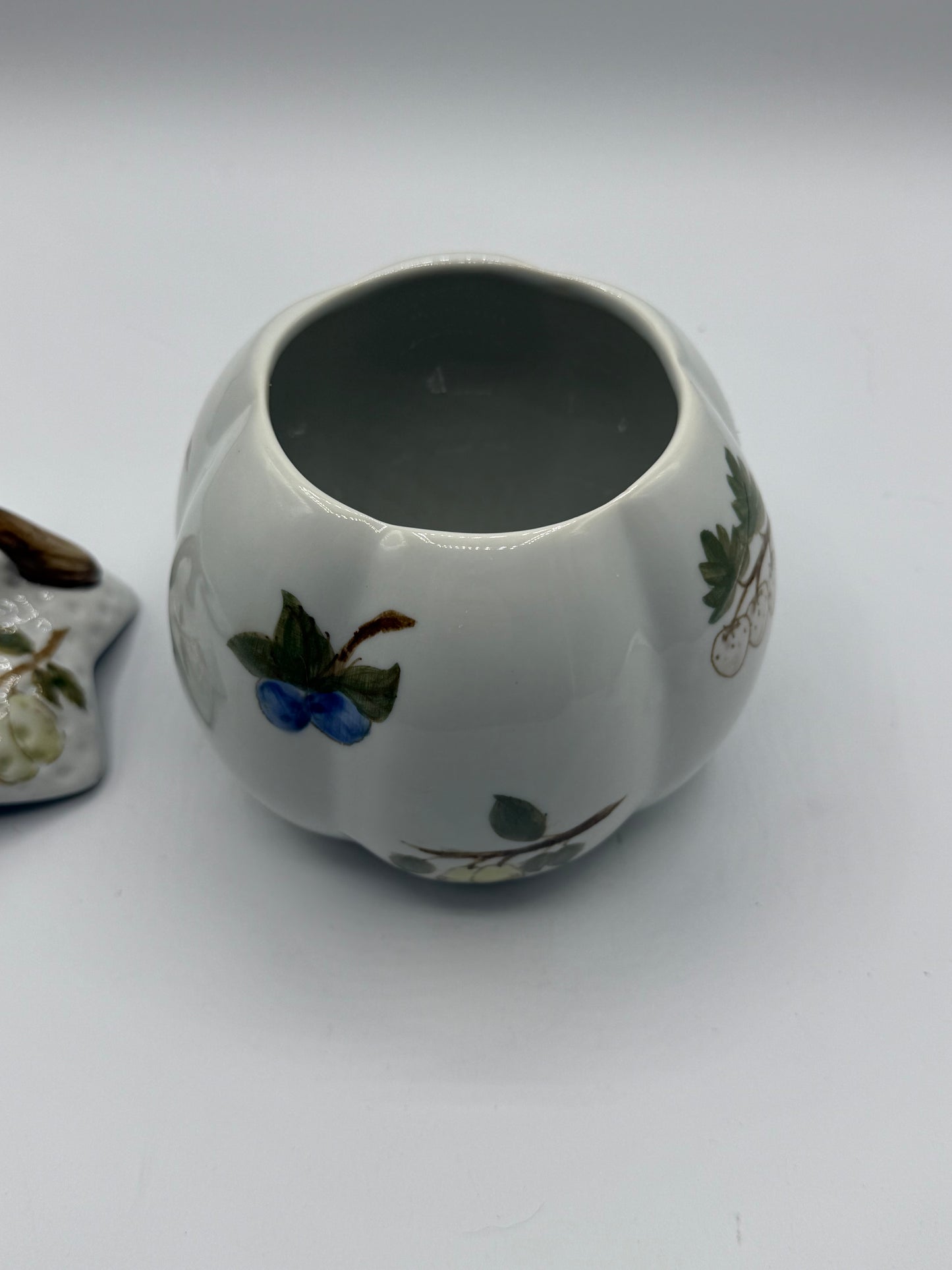 Vintage Porcelain White Lidded Fruit Shape Bowl