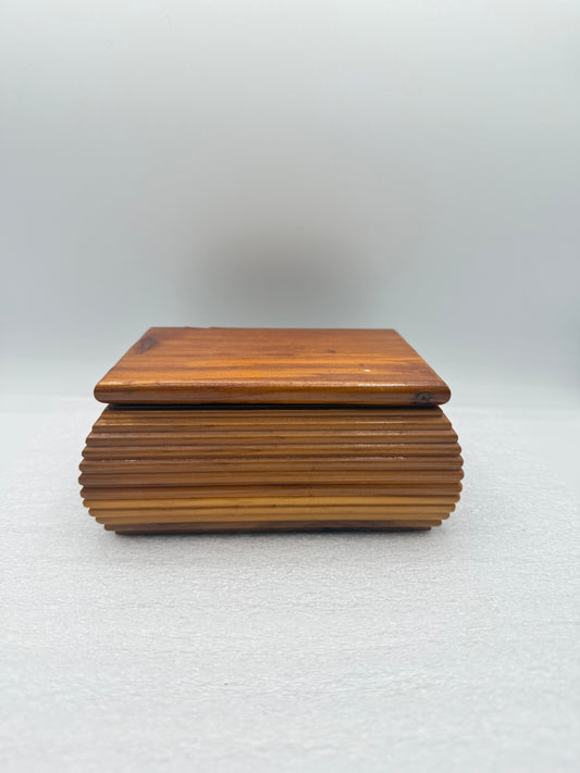 Vintage Curved Cedar Wood Jewelry Box