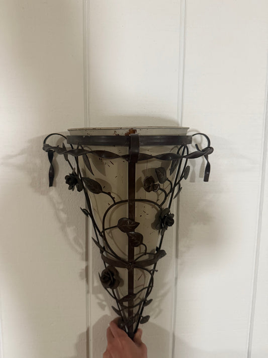 Large Wrought Iron Wall Basket