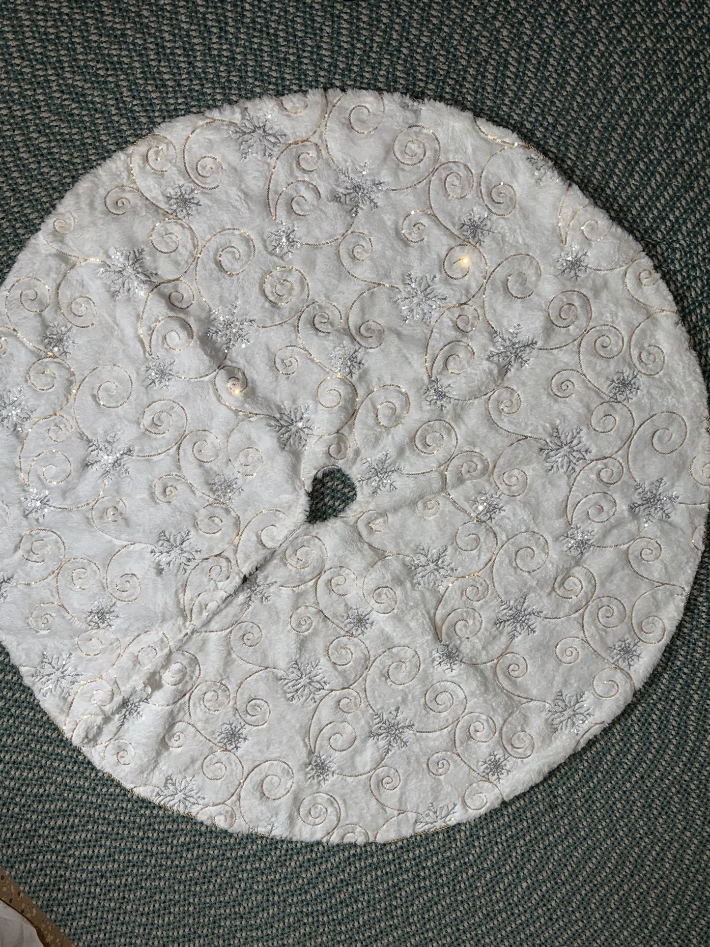 Embroidered Faux Fir Tree skirt