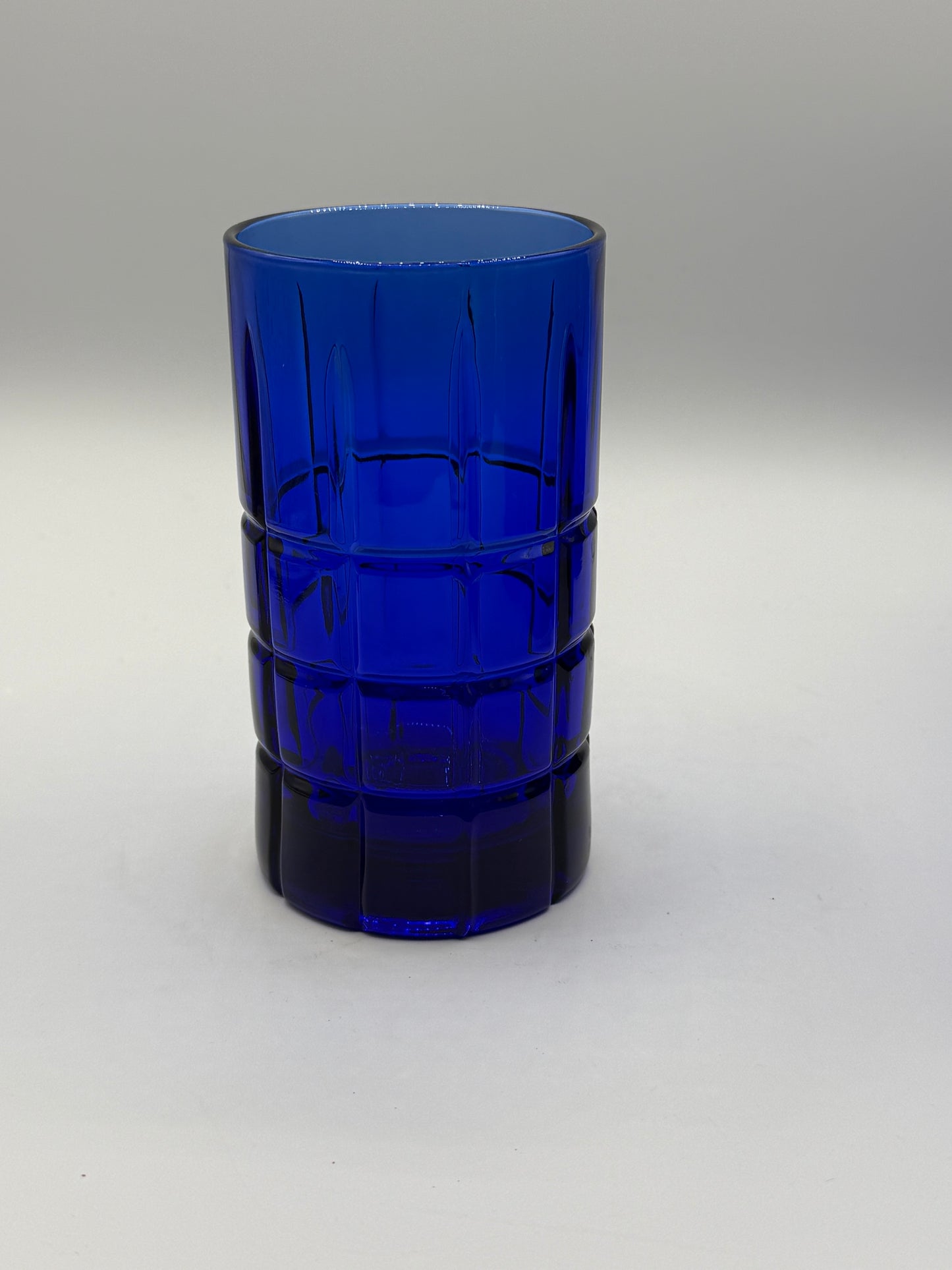 Vintage Cobalt Blue Anchor Hocking Tartan Glasses Set of 5