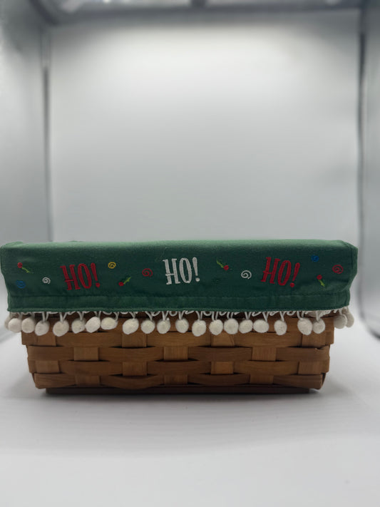 Christmas Basket with Pom Pom Trim