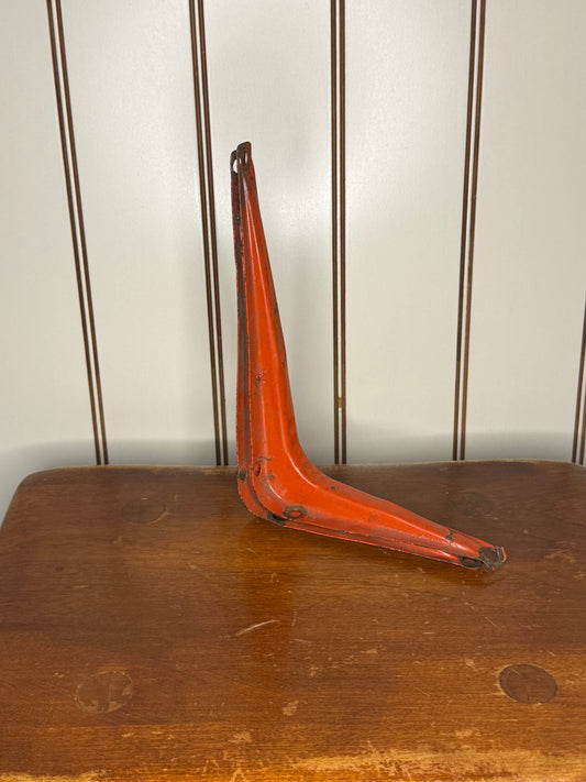 Set of Two Vintage Red Metal Shelf Brackets