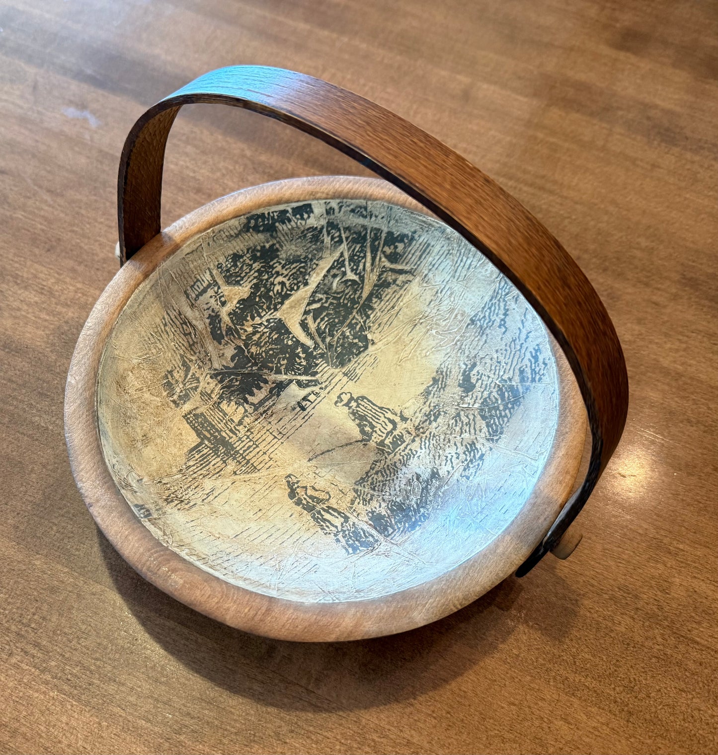 Vintage Wood Bowl with Handle