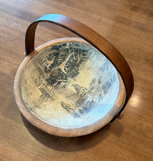 Vintage Wood Bowl with Handle