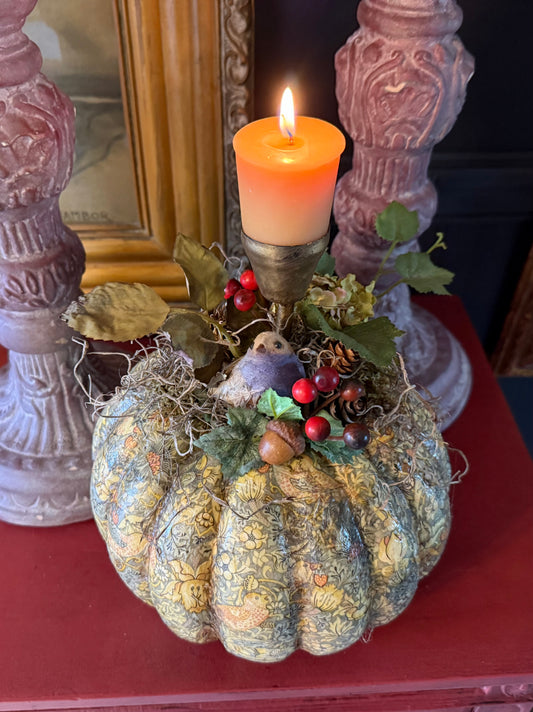 “Strawberry Thief” Pumpkin Candlestand
