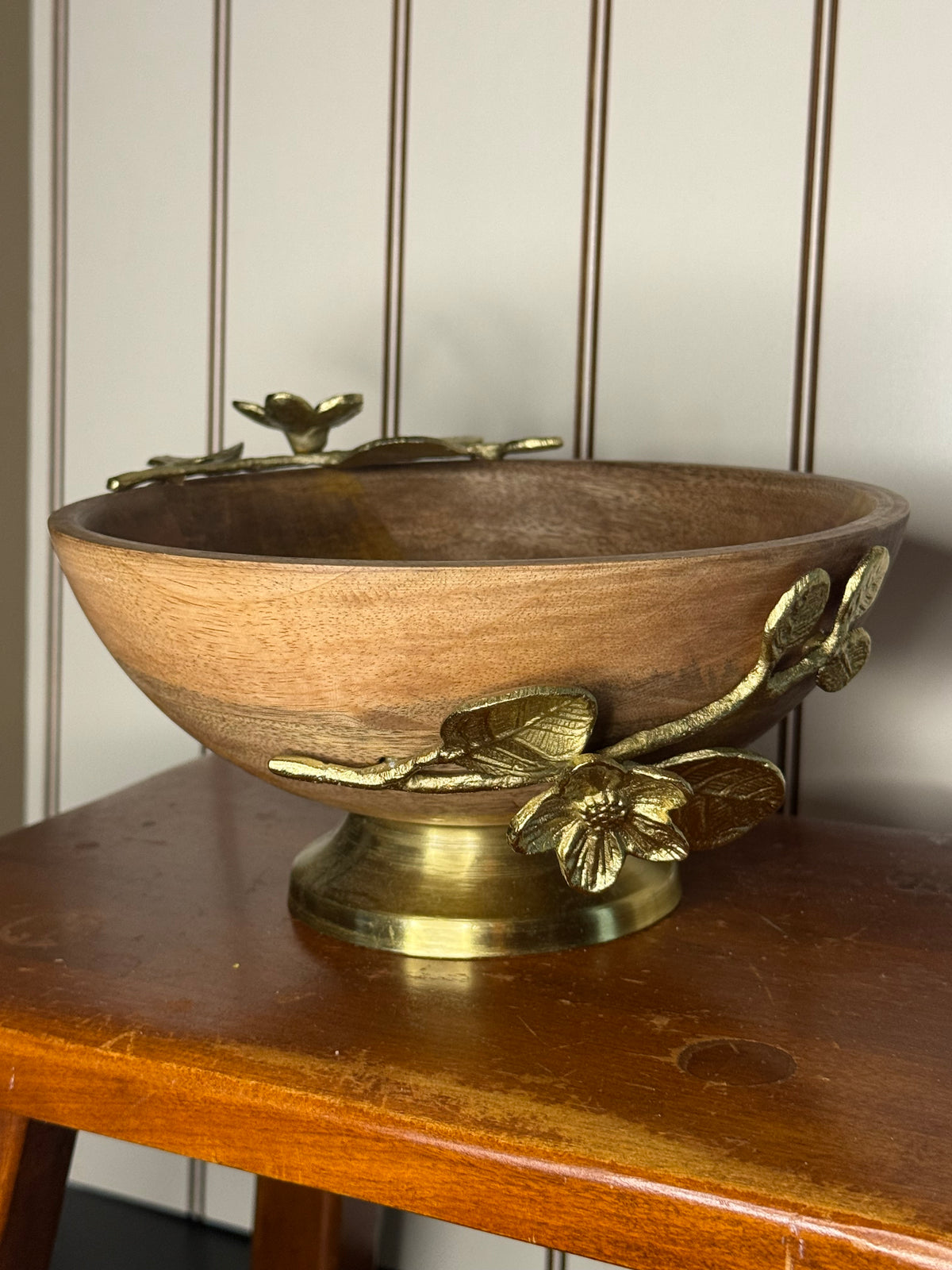 Wood and Metal Flower Bowl