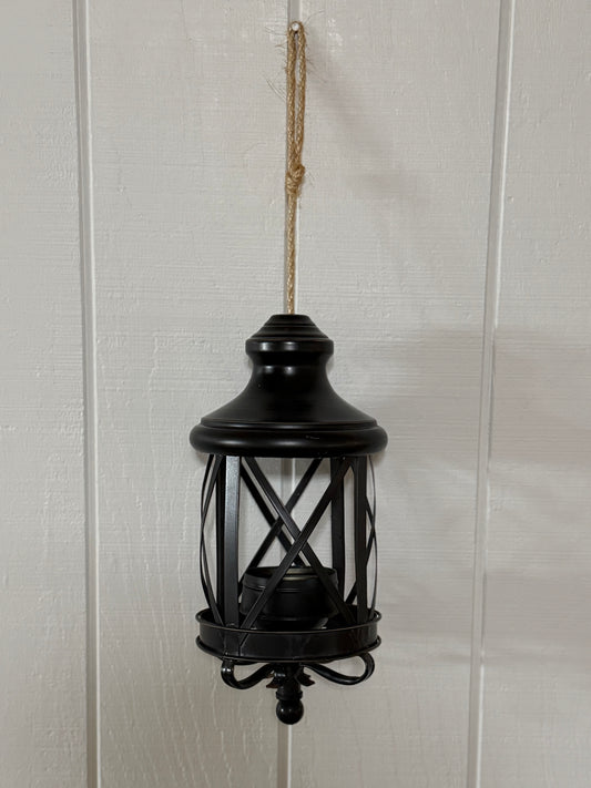 Hanging Metal Black Lantern (for candle or birdseed😄)