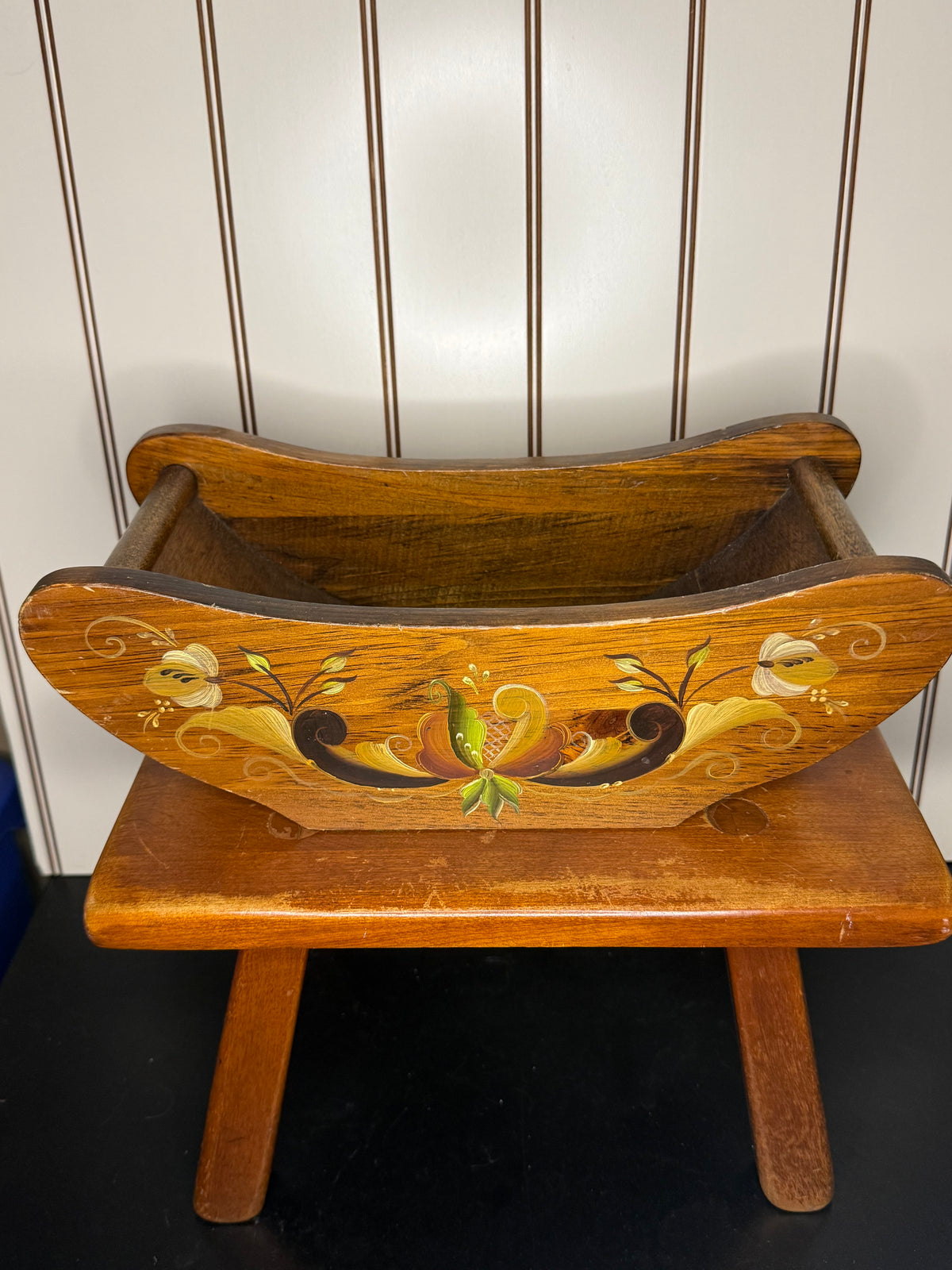 Hand Painted Folk Art Wood Bowl