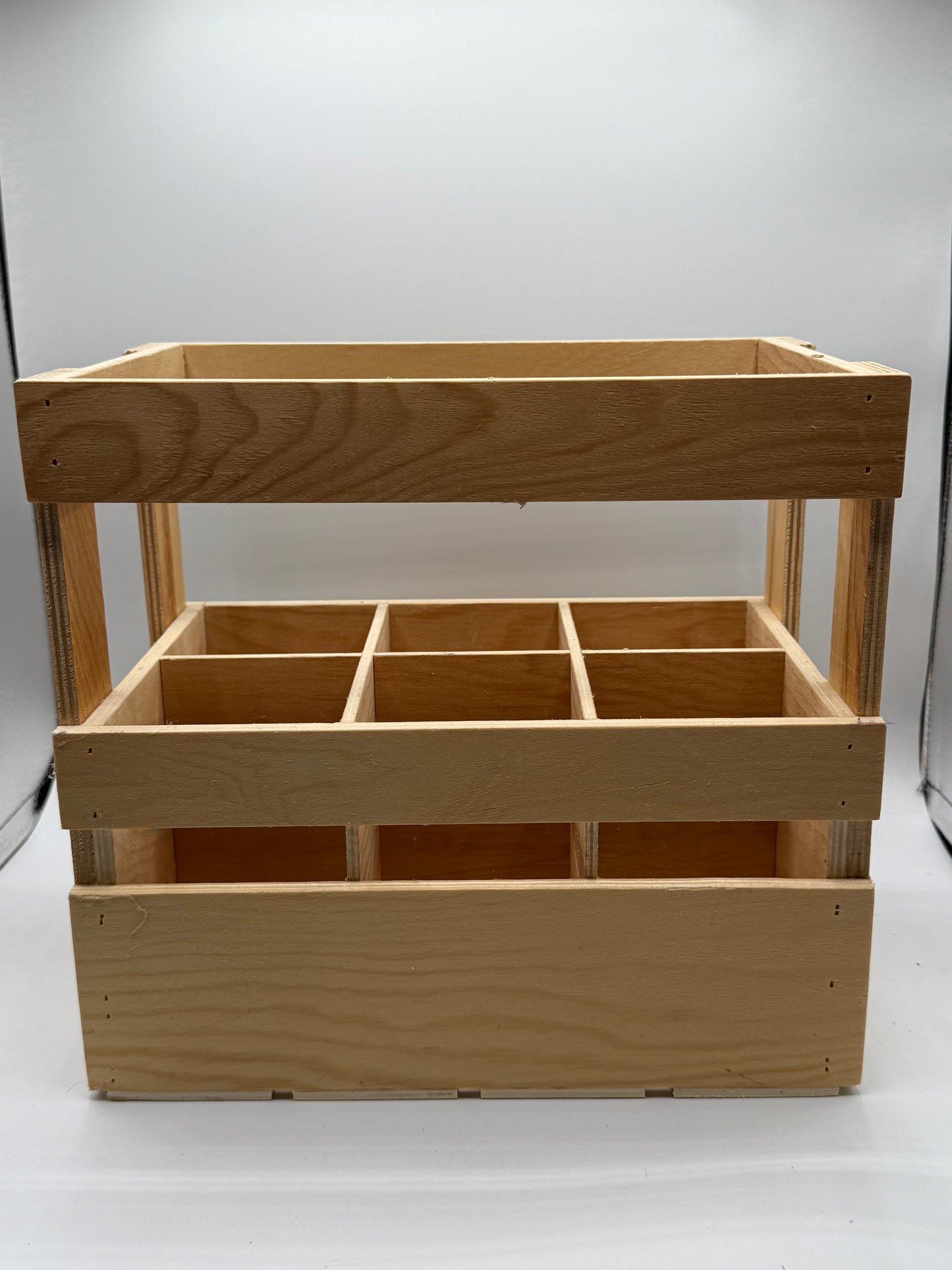 Six Compartment Wood Crate