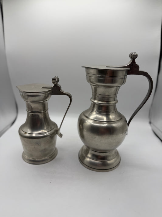 Vintage Schwyzer’s Pewter Lidded Acorn Tankard (set of two)