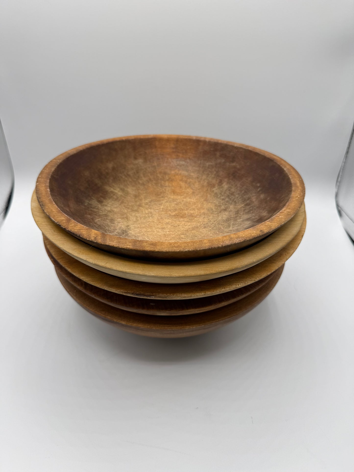 Vintage Hand-Turned Wooden Bowls (Set of 5)