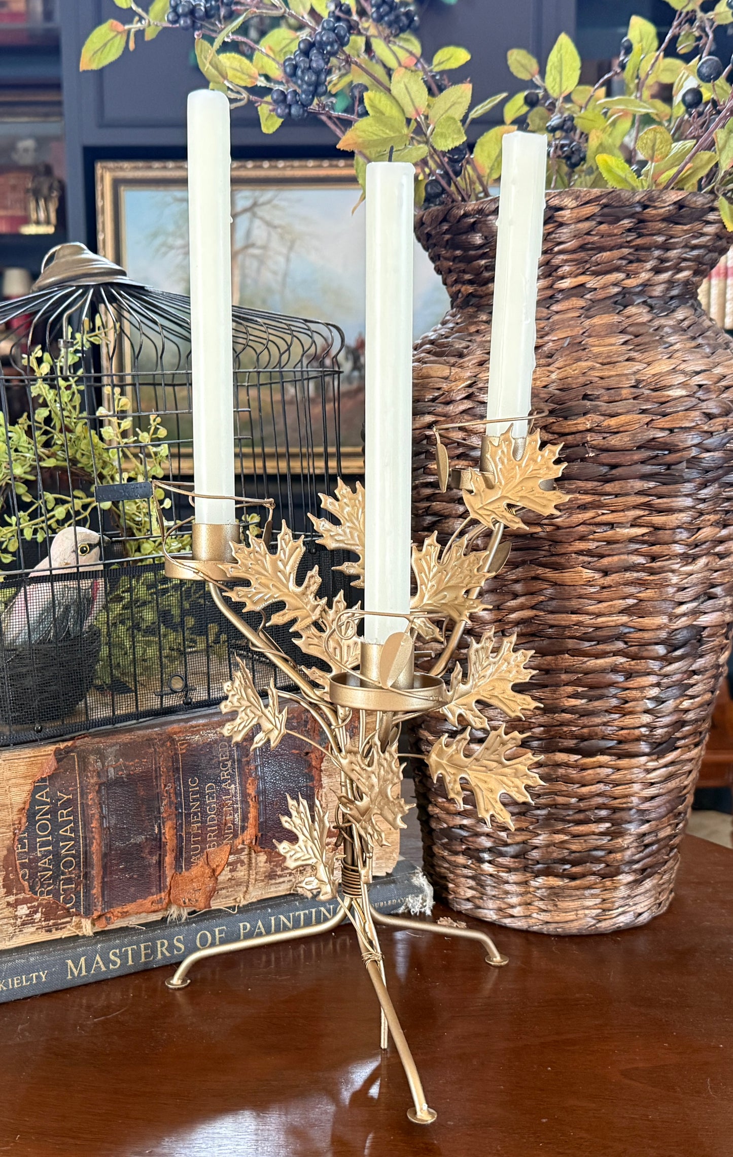 Metal Leaf Candelabra
