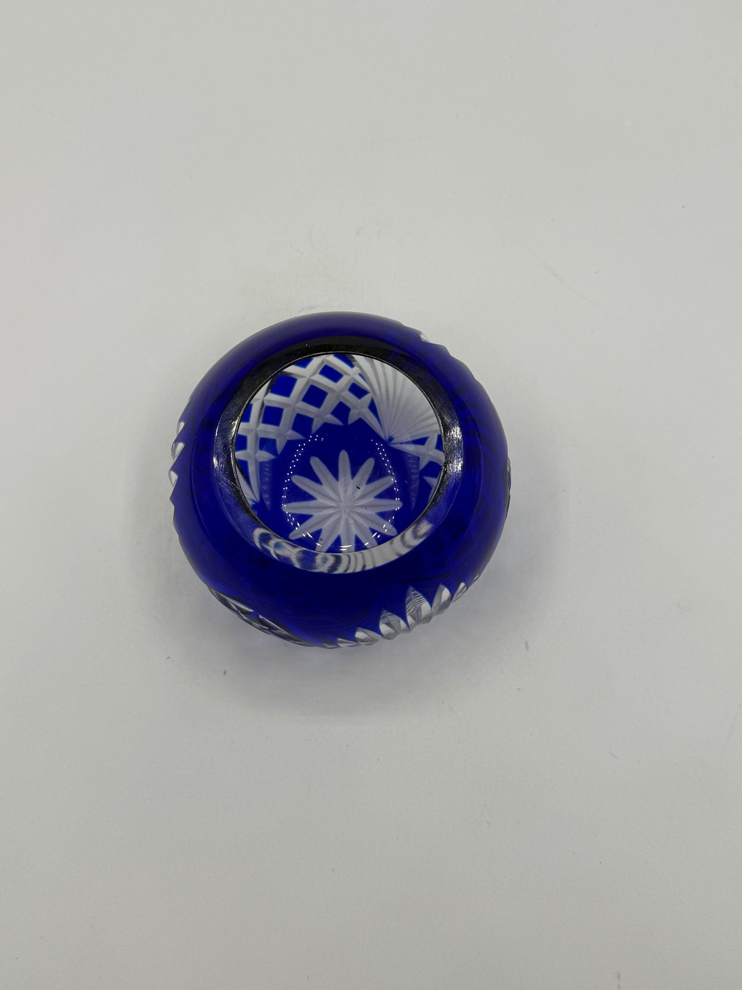 Cobalt Blue Cut to Clear Votive Candle Holder