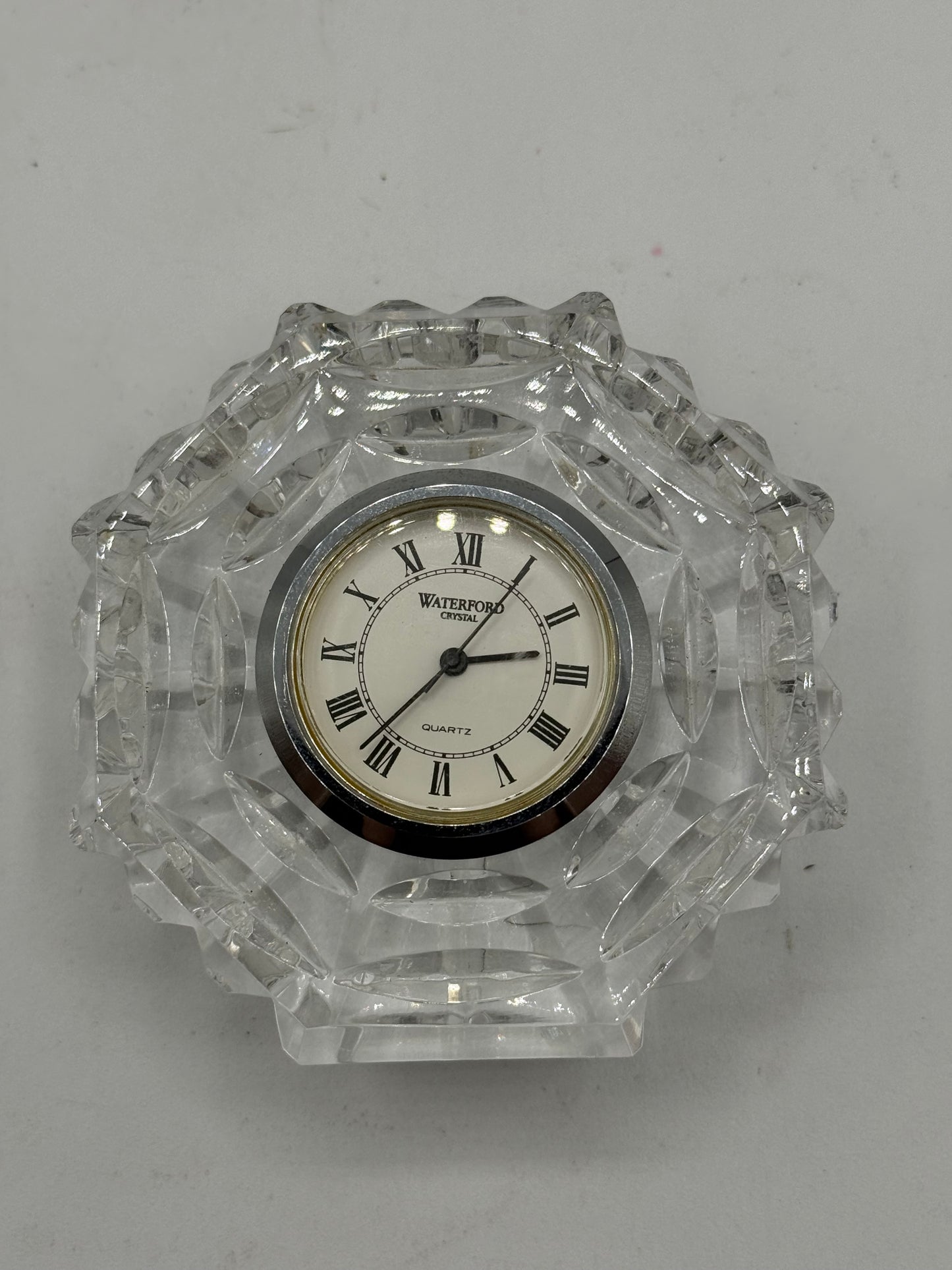 Waterford Crystal Octagon Desk Clock/Paperweight